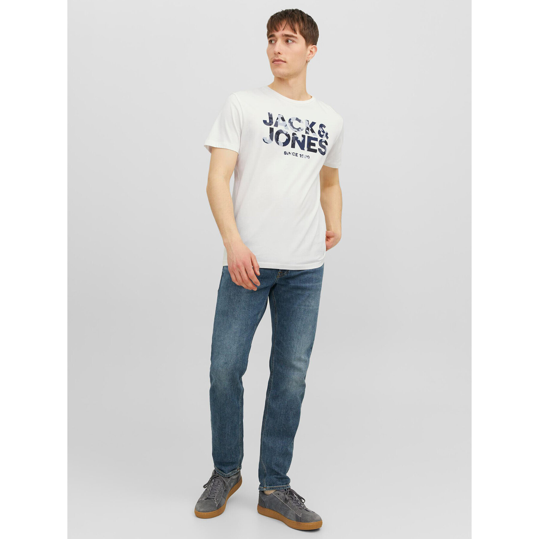 Jack&Jones Тишърт 12235189 Бял Regular Fit - Pepit.bg