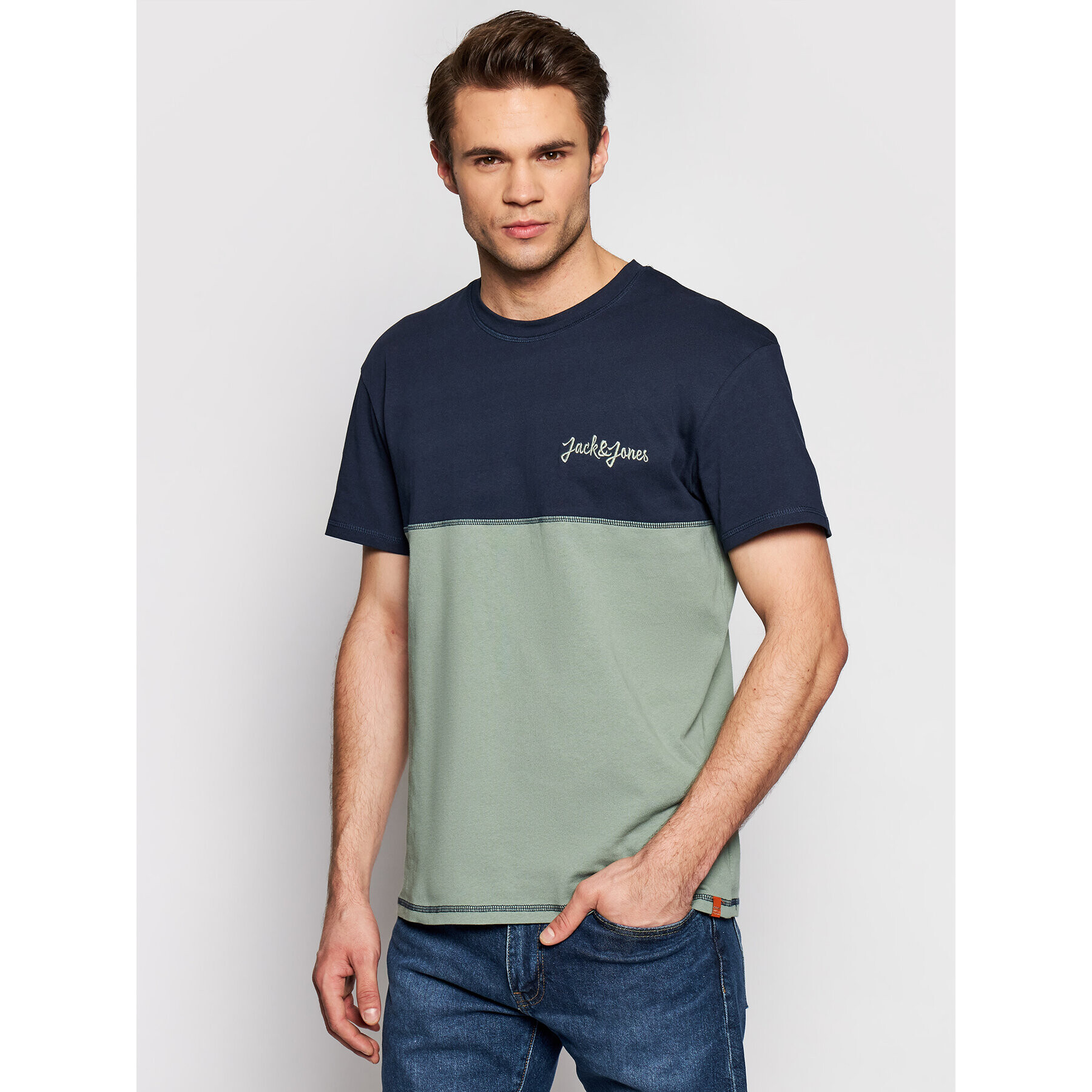 Jack&Jones Тишърт Aidens 12187132 Тъмносин Regular Fit - Pepit.bg