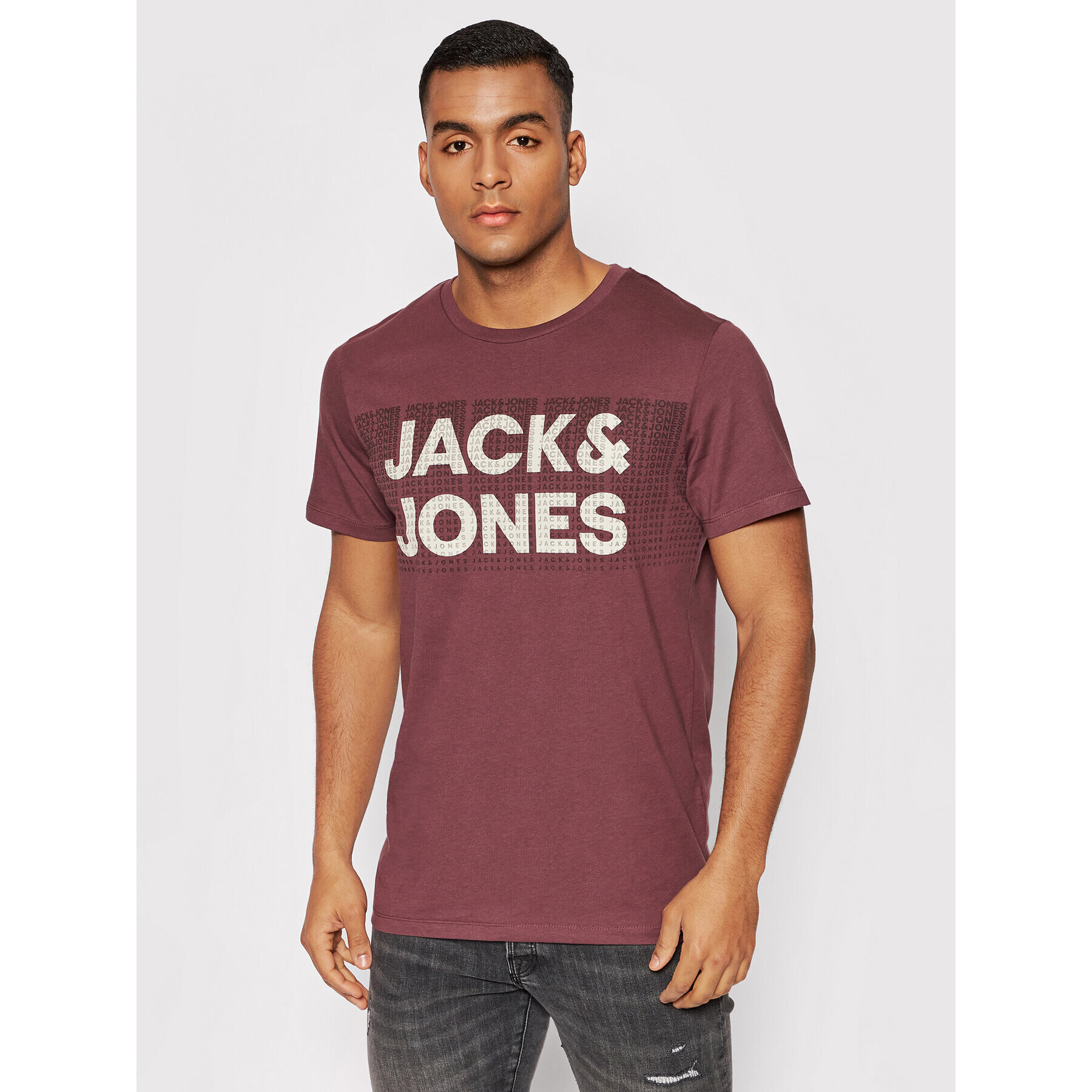 Jack&Jones Тишърт Athelstan 12202140 Бордо Regular Fit - Pepit.bg