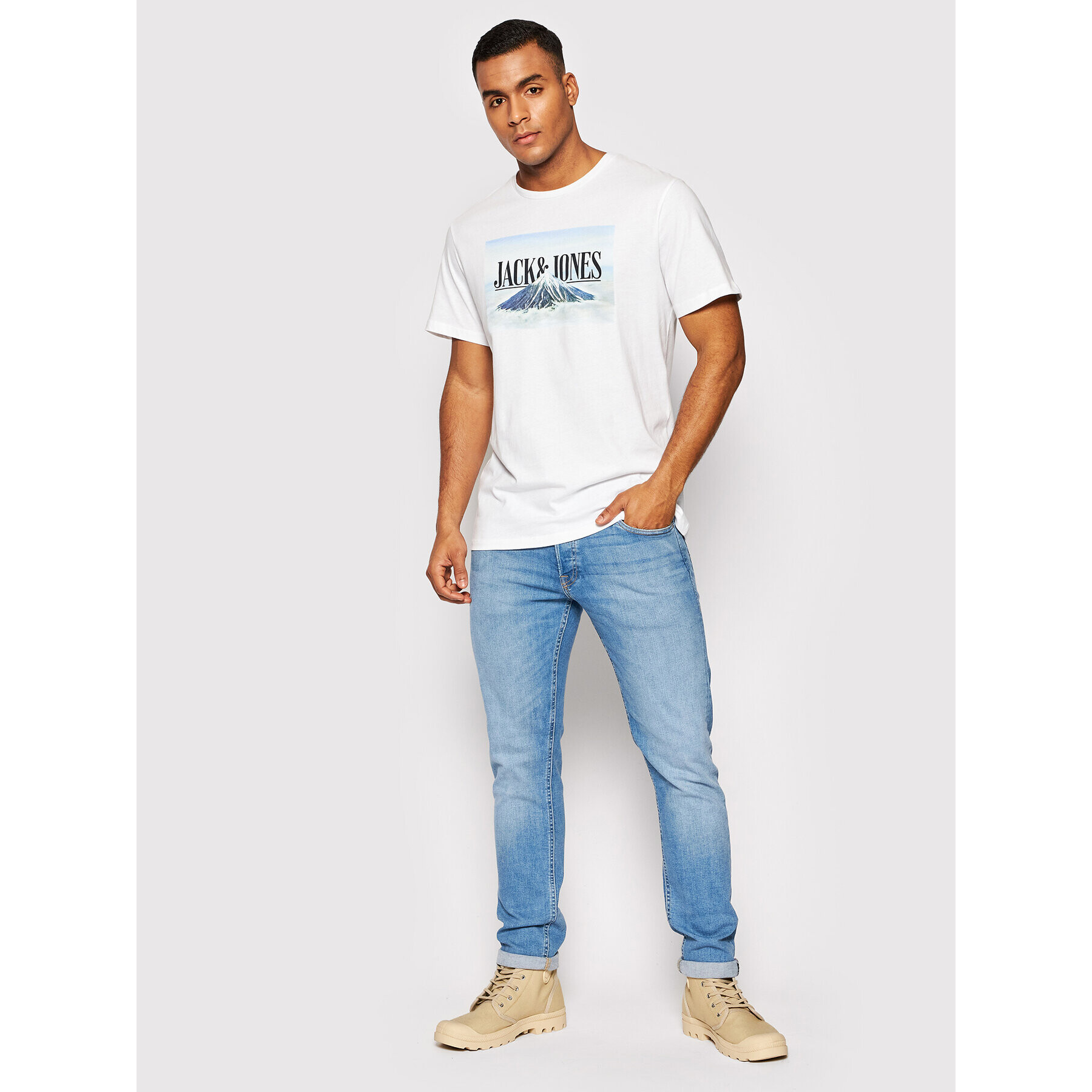 Jack&Jones Тишърт Azan 12200159 Бял Regular Fit - Pepit.bg