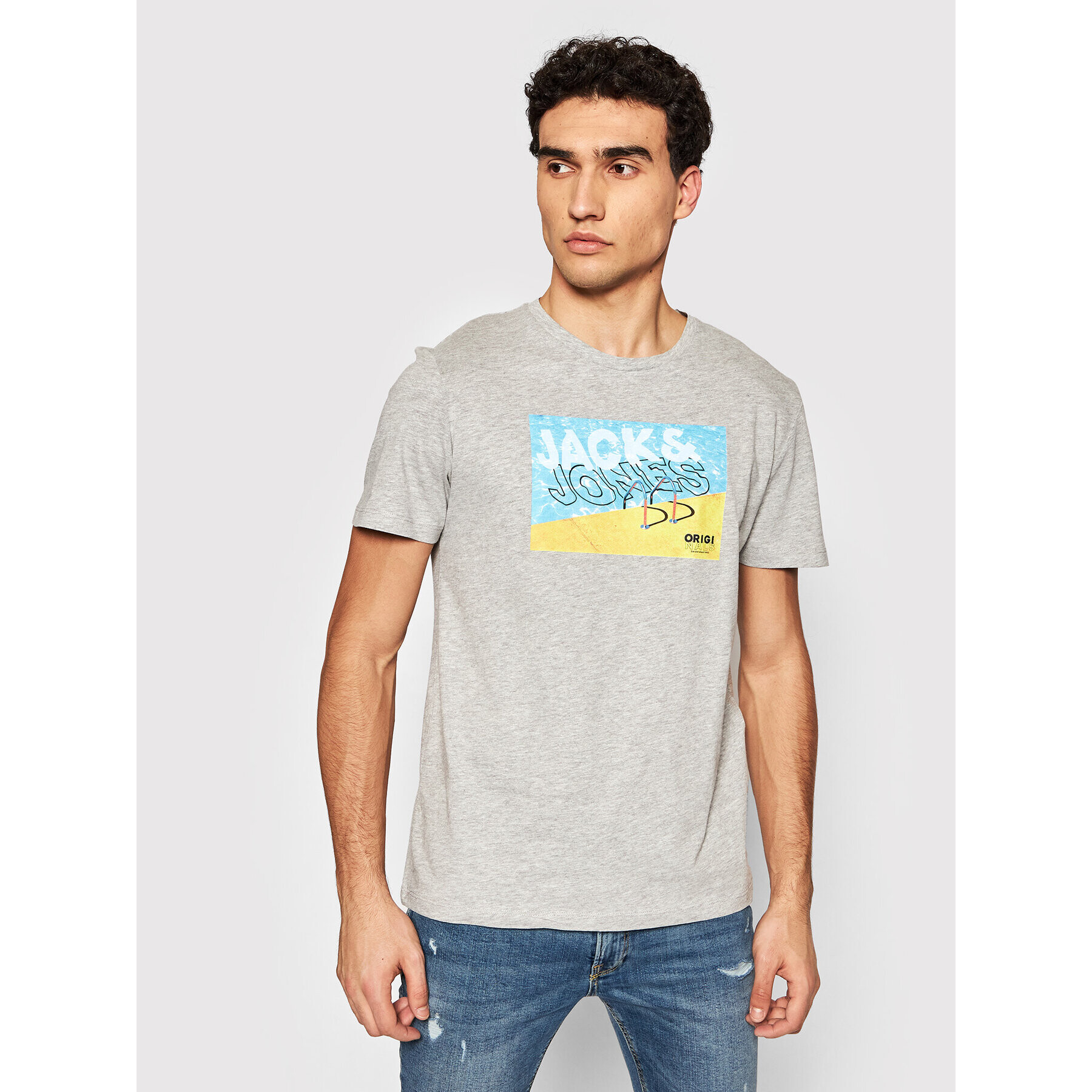 Jack&Jones Тишърт Azure 12189032 Сив Regular Fit - Pepit.bg