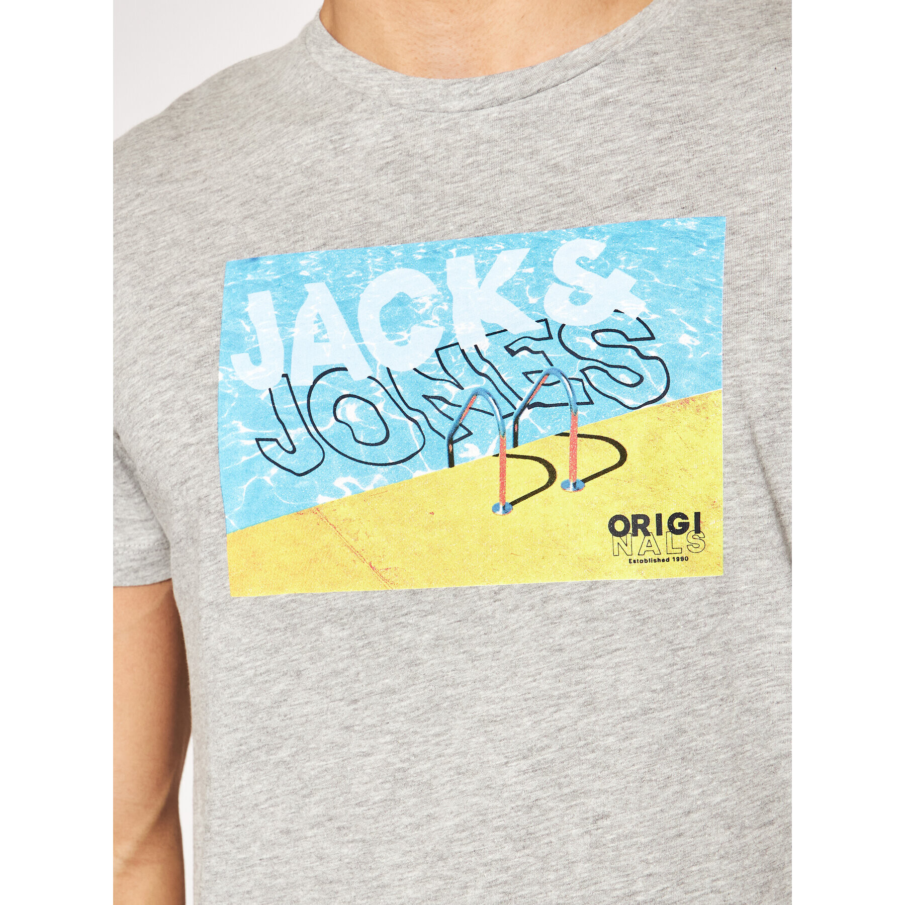 Jack&Jones Тишърт Azure 12189032 Сив Regular Fit - Pepit.bg