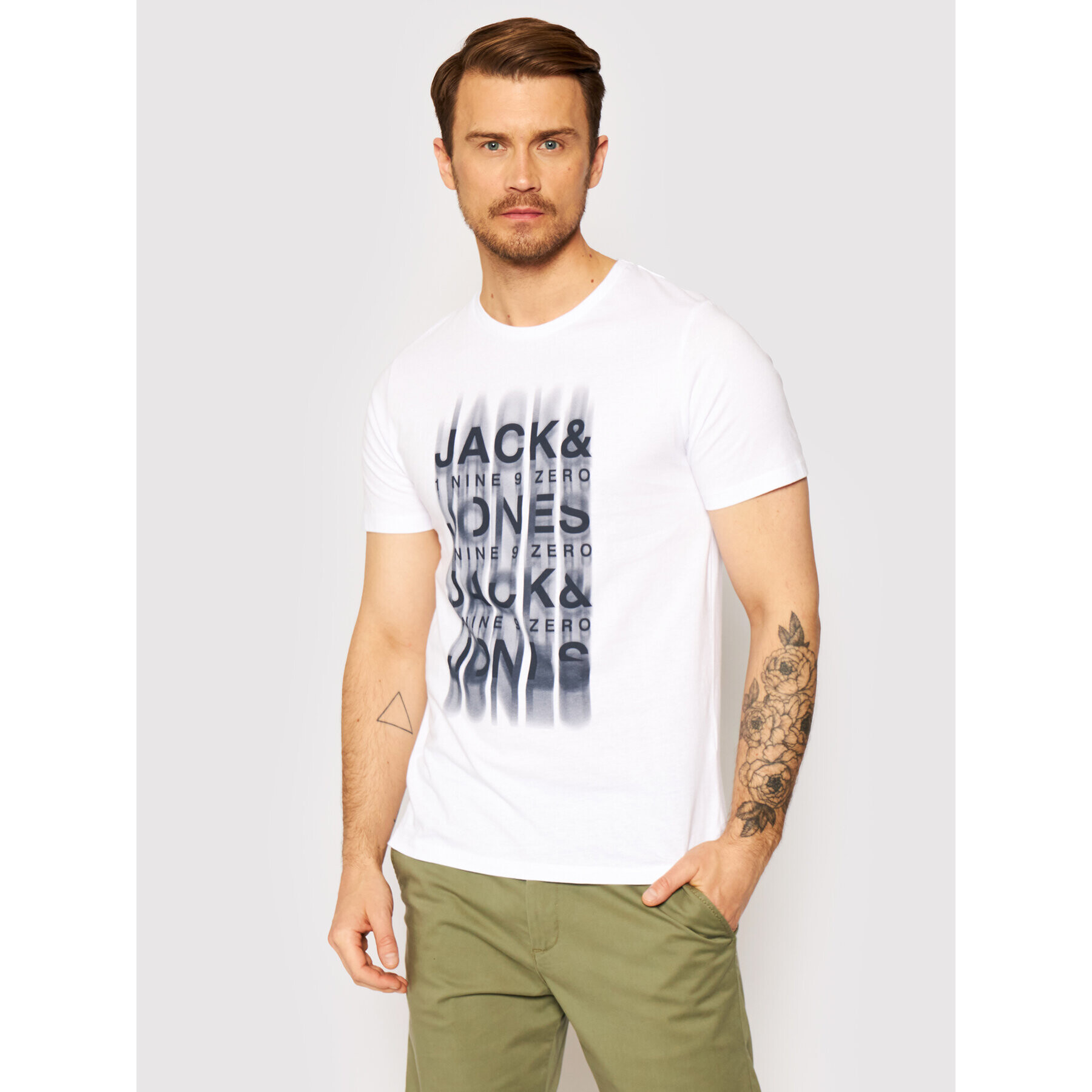 Jack&Jones Тишърт Bane 12195041 Бял Slim Fit - Pepit.bg