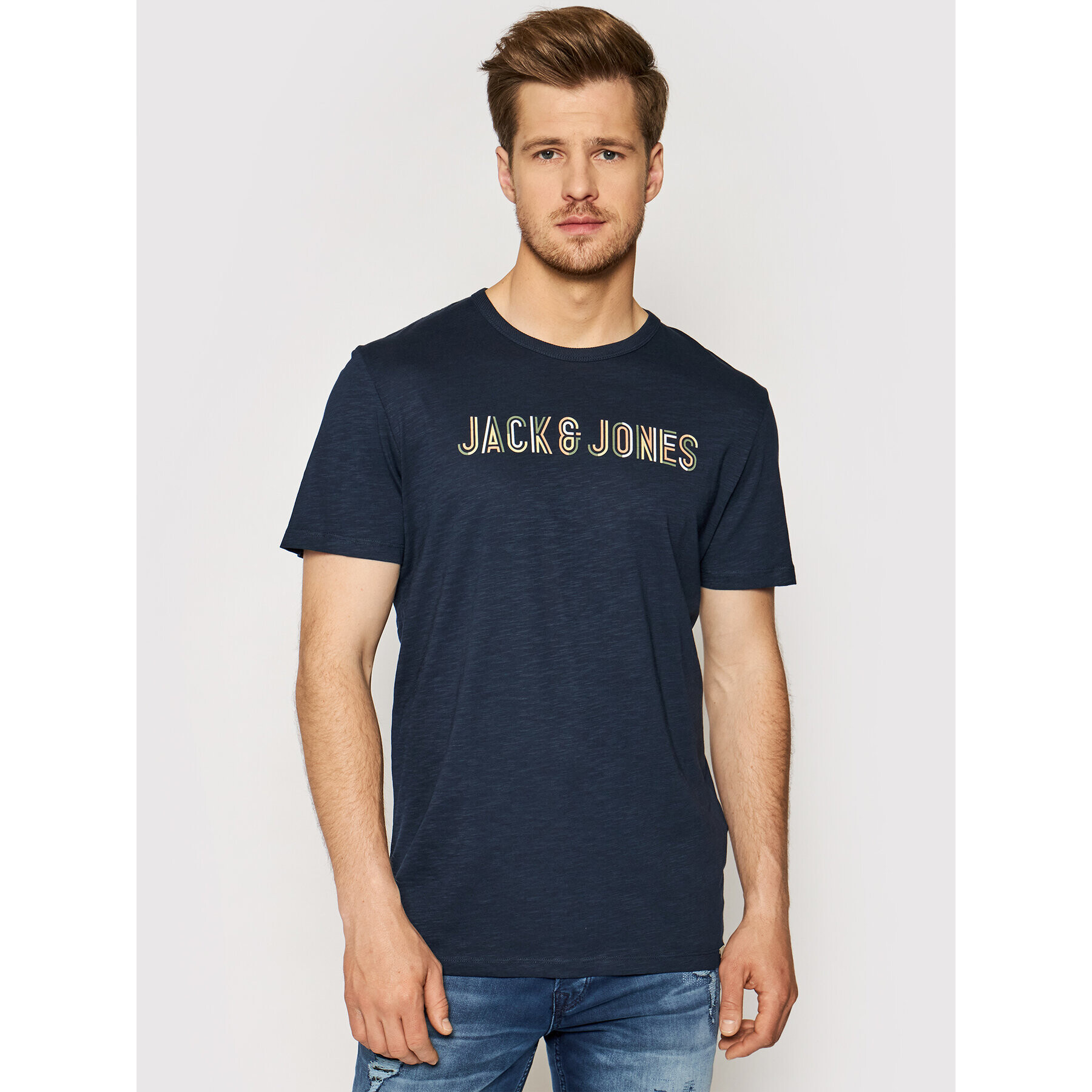 Jack&Jones Тишърт Beachs 12191168 Тъмносин Regular Fit - Pepit.bg