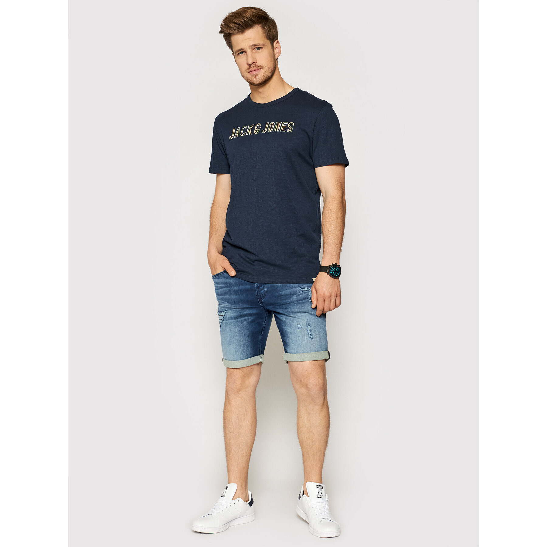 Jack&Jones Тишърт Beachs 12191168 Тъмносин Regular Fit - Pepit.bg