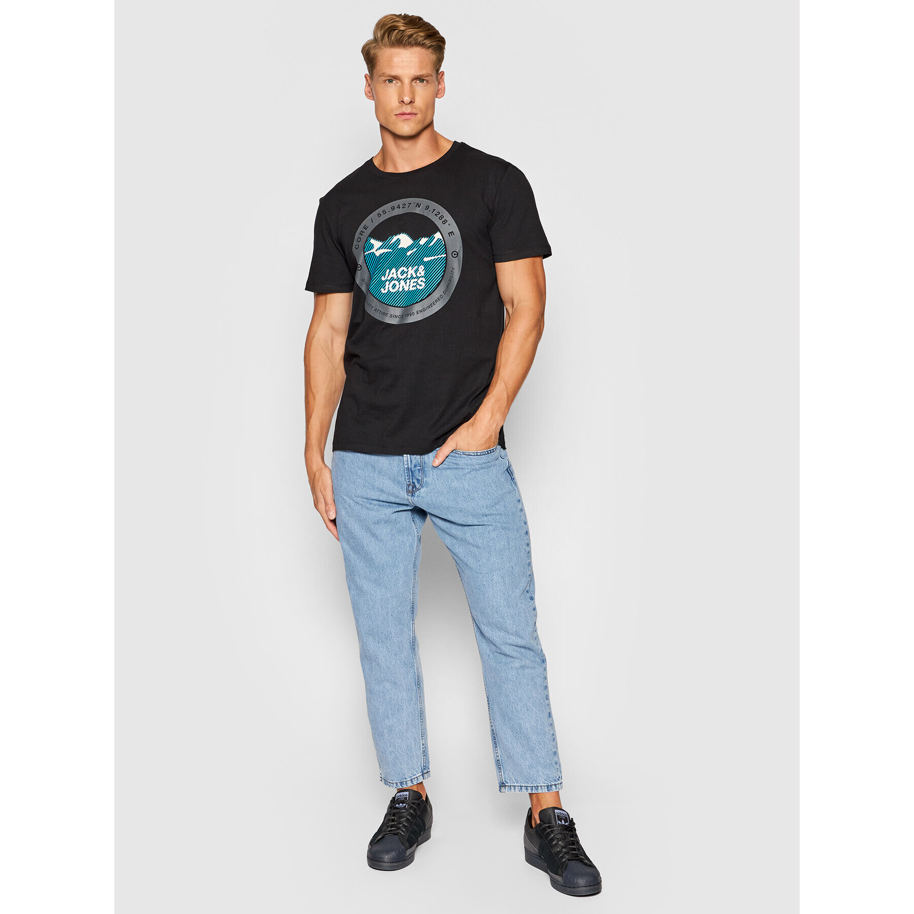 Jack&Jones Тишърт Bilo 12192890 Черен Regular Fit - Pepit.bg