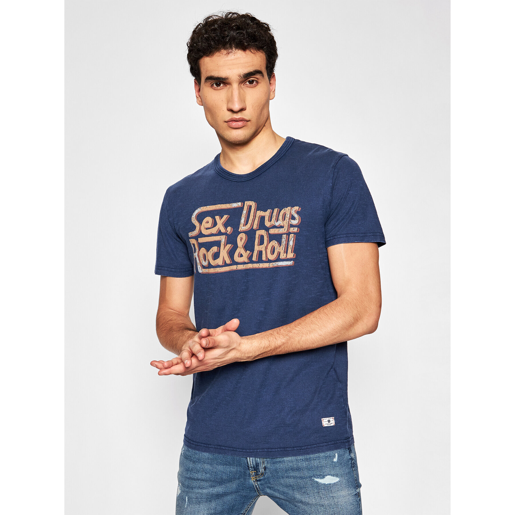 Jack&Jones Тишърт Blu Arnold 12183541 Тъмносин Regular Fit - Pepit.bg