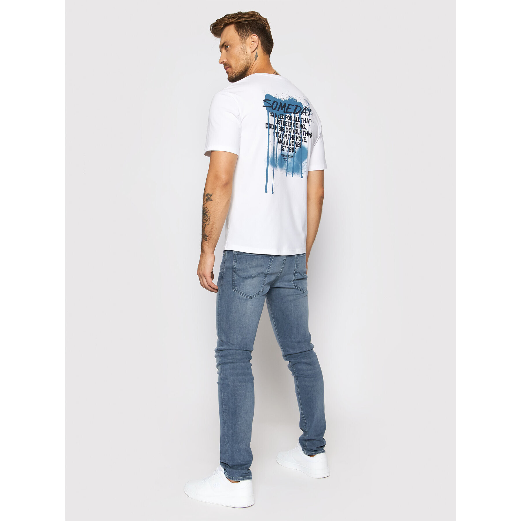 Jack&Jones Тишърт Blurry 12193636 Бял Relaxed Fit - Pepit.bg