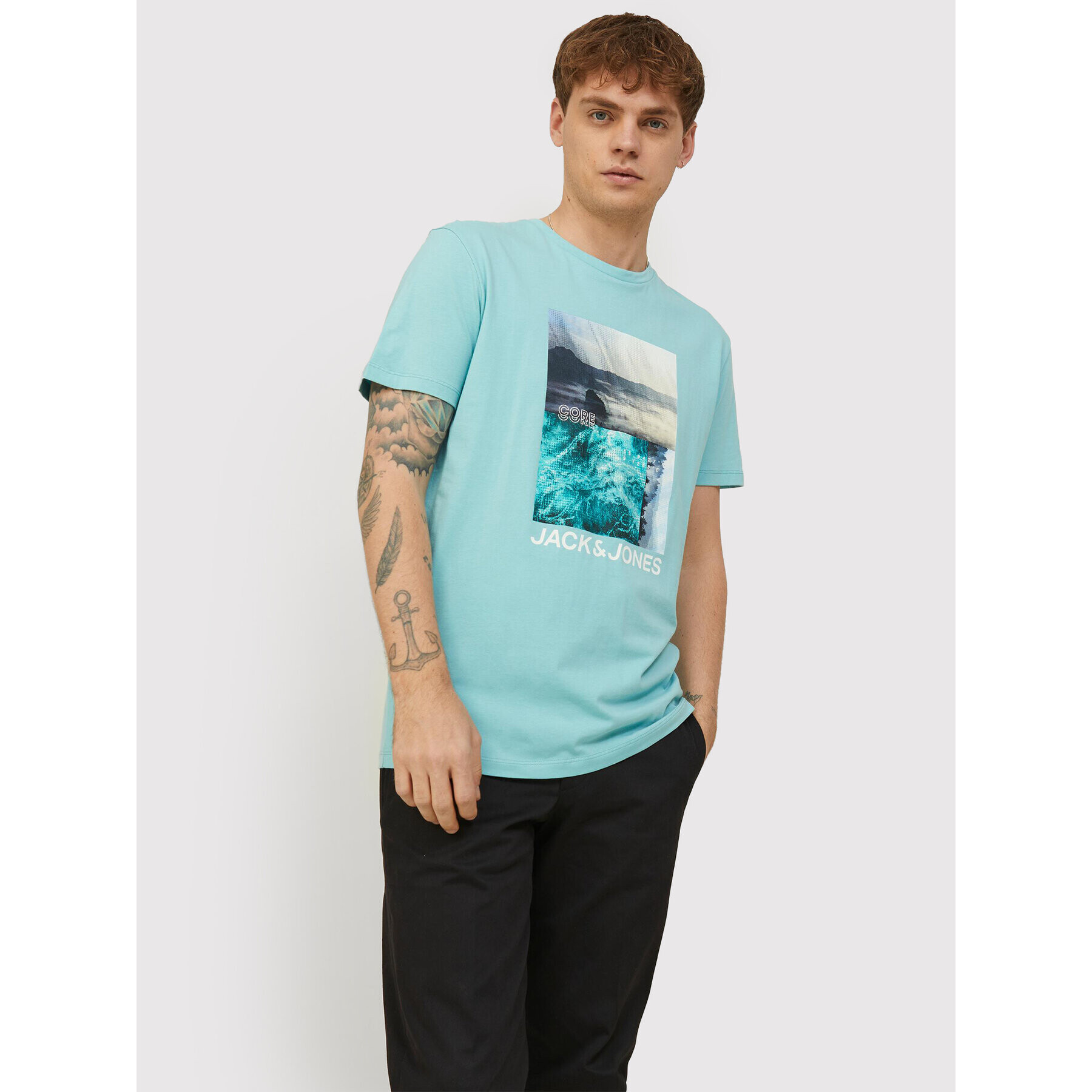 Jack&Jones Тишърт Booster 12209209 Син Regular Fit - Pepit.bg