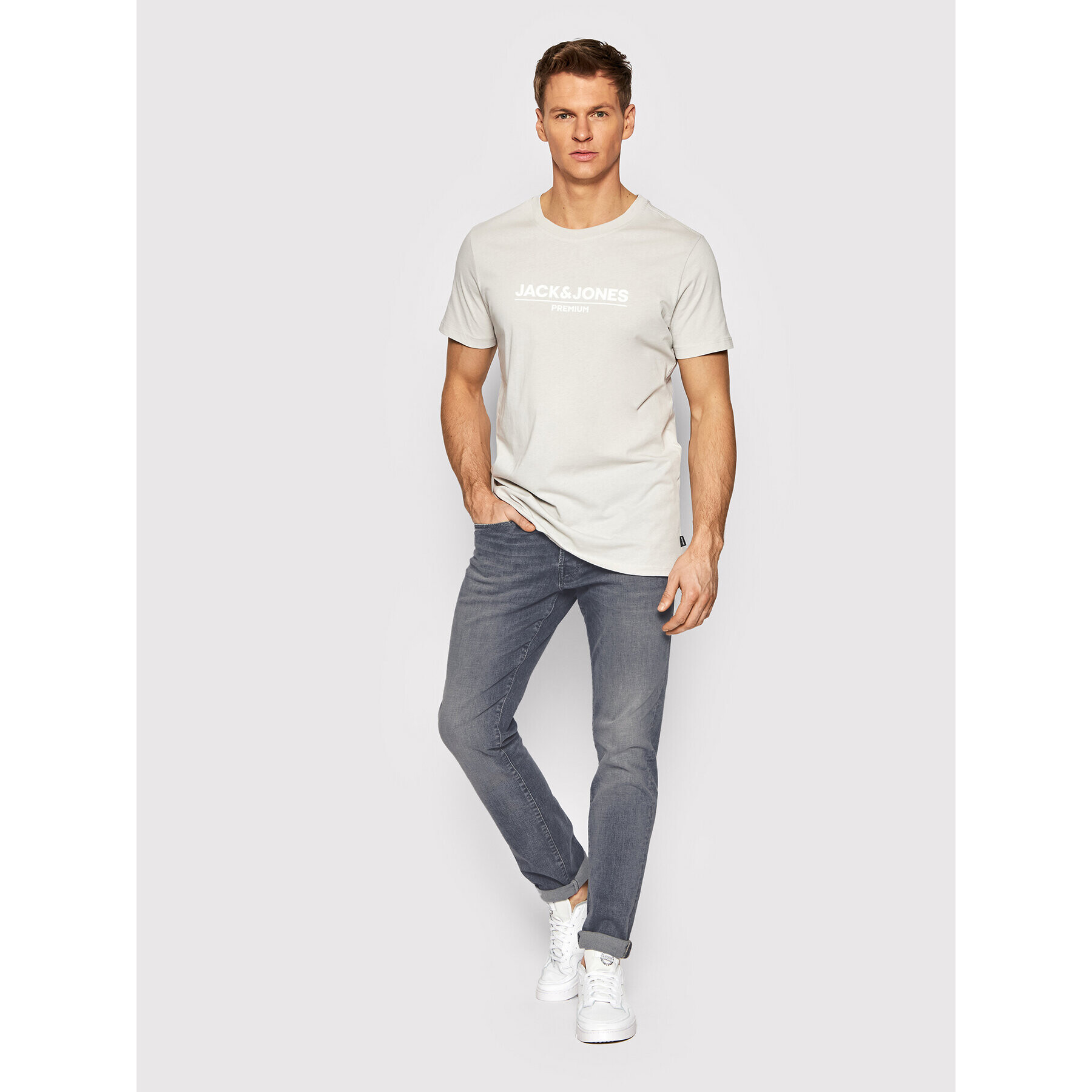 Jack&Jones PREMIUM Тишърт Branding 12205731 Сив Regular Fit - Pepit.bg