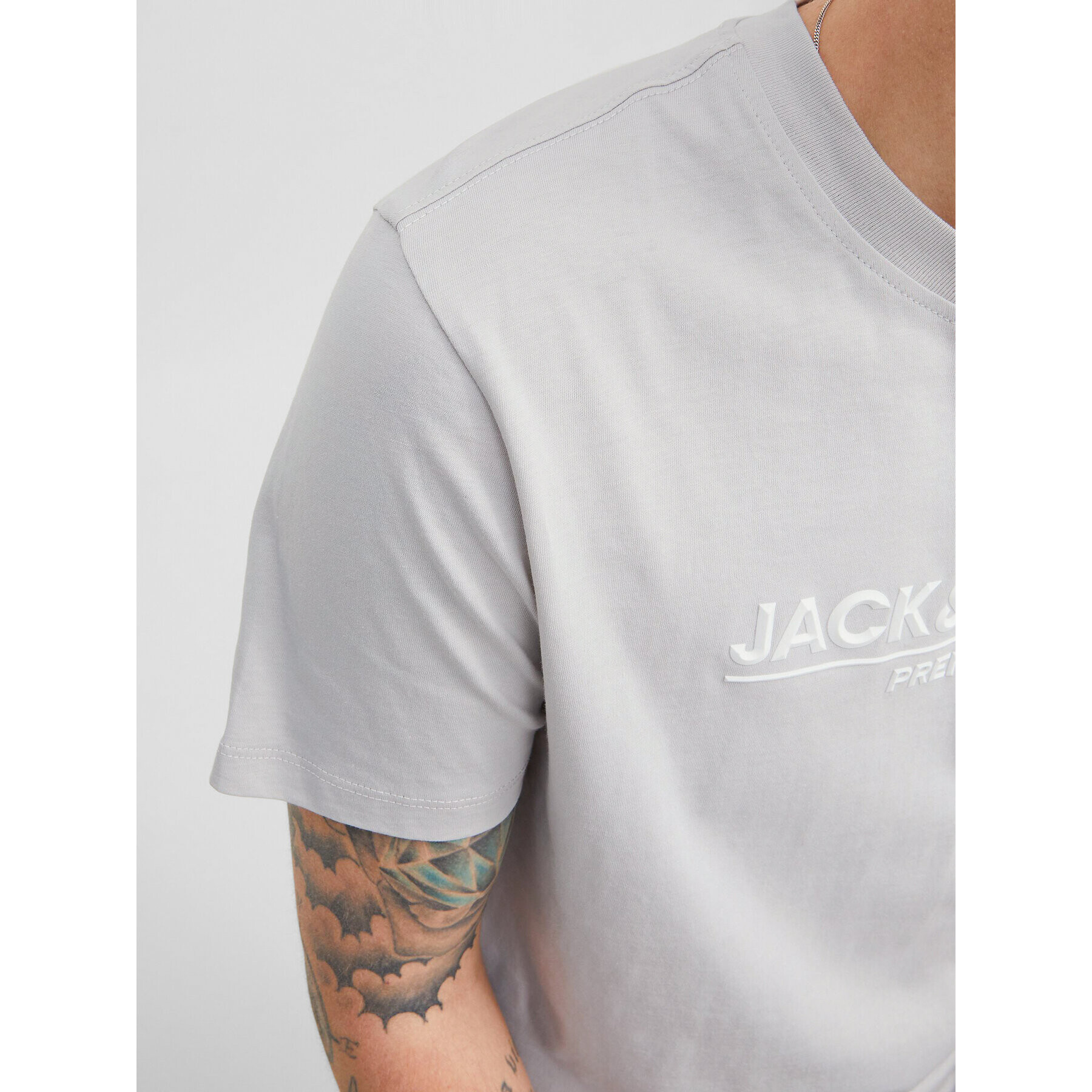 Jack&Jones PREMIUM Тишърт Branding 12205731 Сив Regular Fit - Pepit.bg