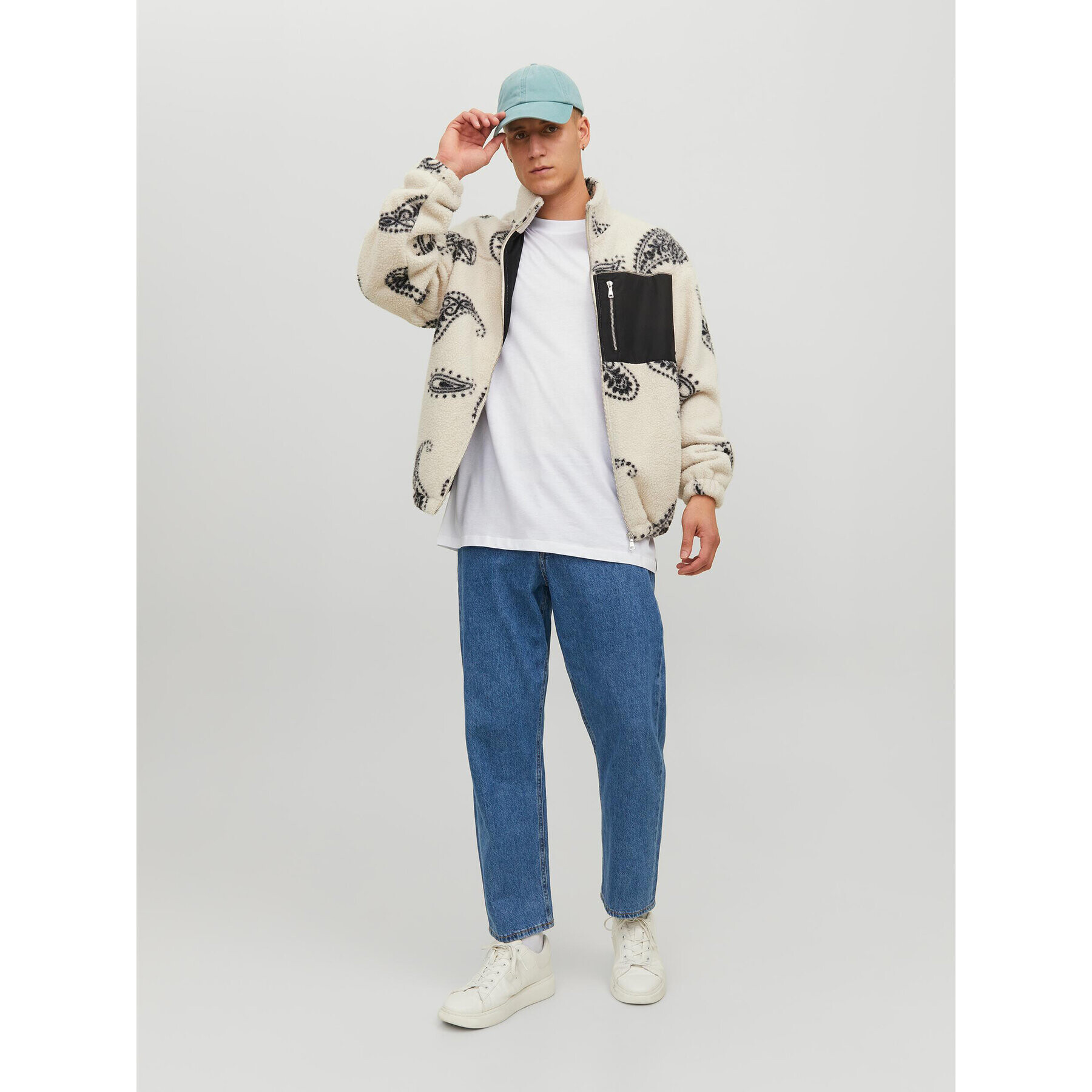 Jack&Jones Тишърт Brink 12185628 Бял Loose Fit - Pepit.bg