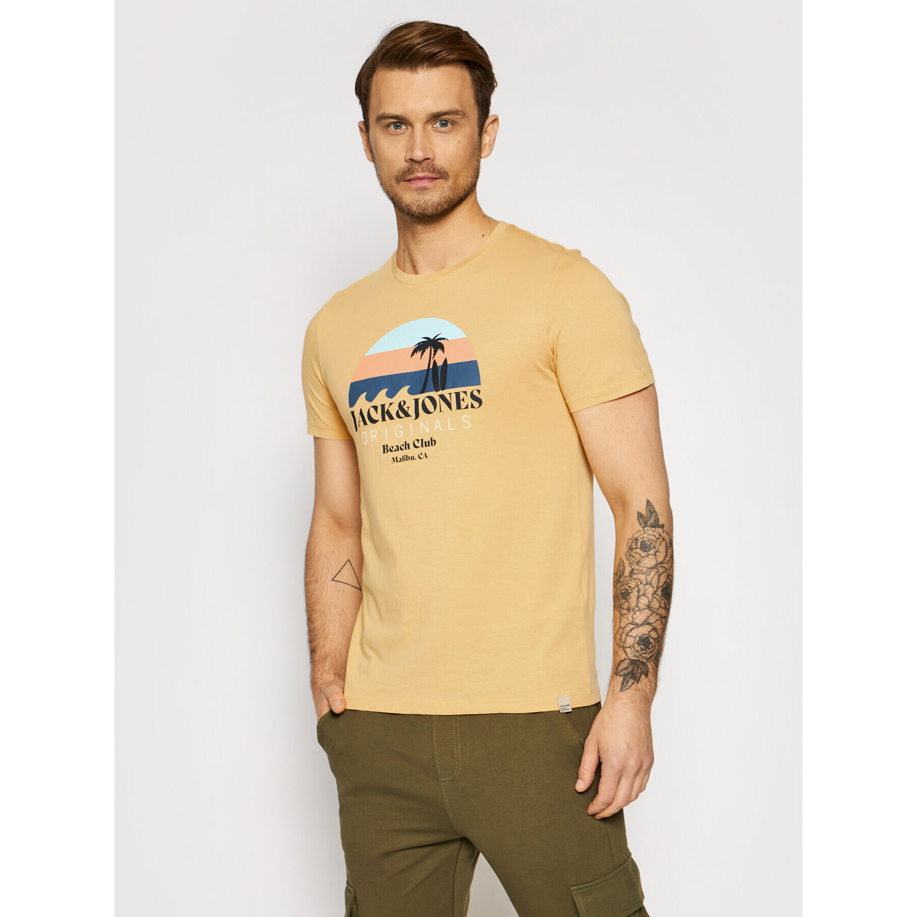 Jack&Jones Тишърт Cabana 12188501 Жълт Regular Fit - Pepit.bg