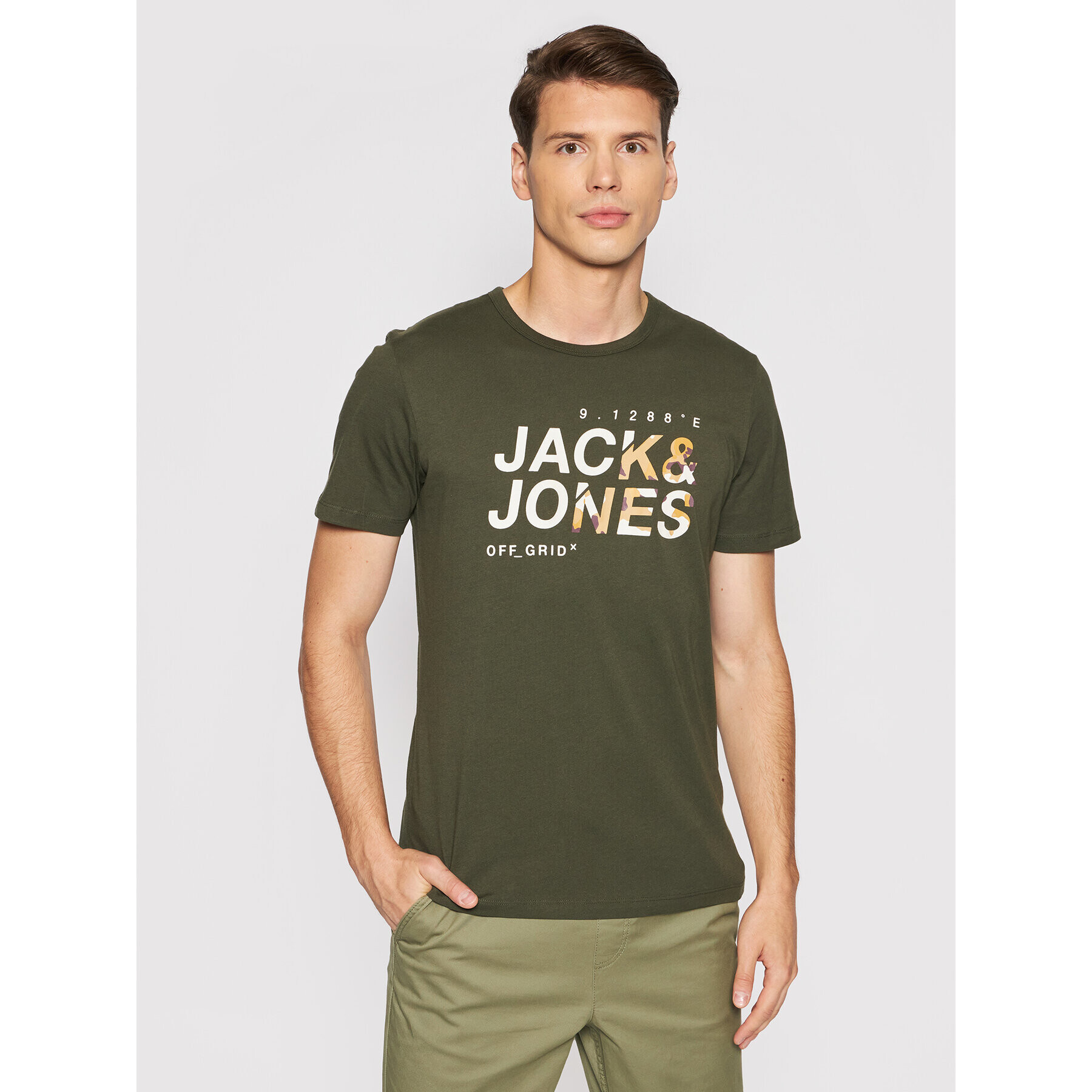 Jack&Jones Тишърт Cam 12194175 Зелен Regular Fit - Pepit.bg