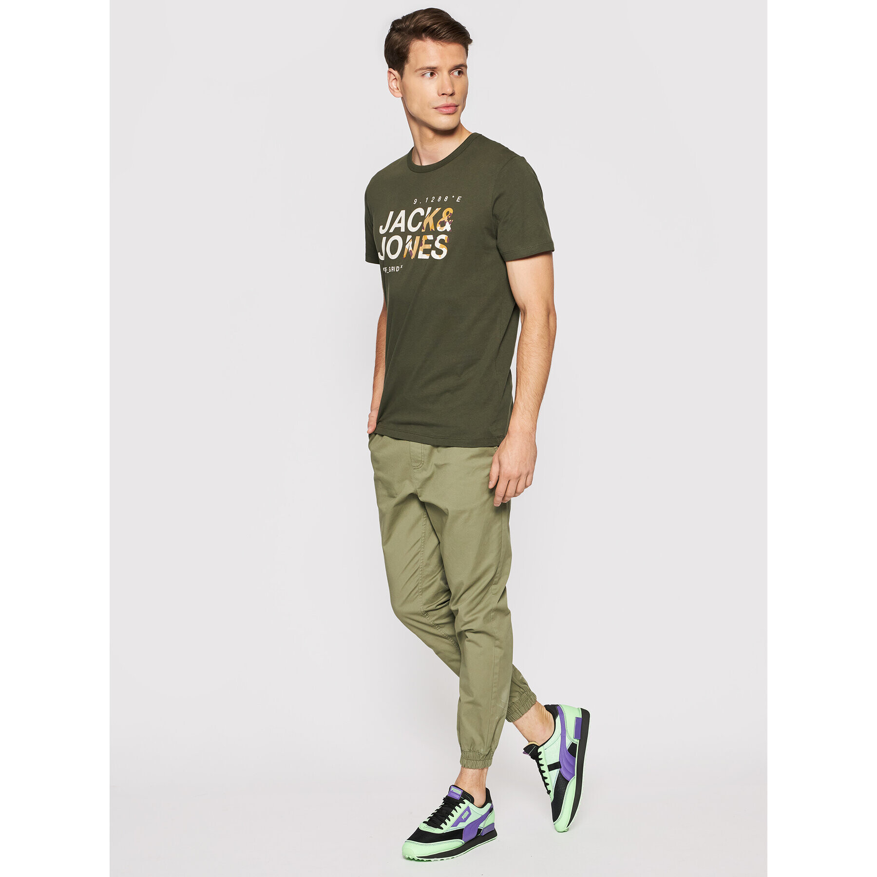 Jack&Jones Тишърт Cam 12194175 Зелен Regular Fit - Pepit.bg