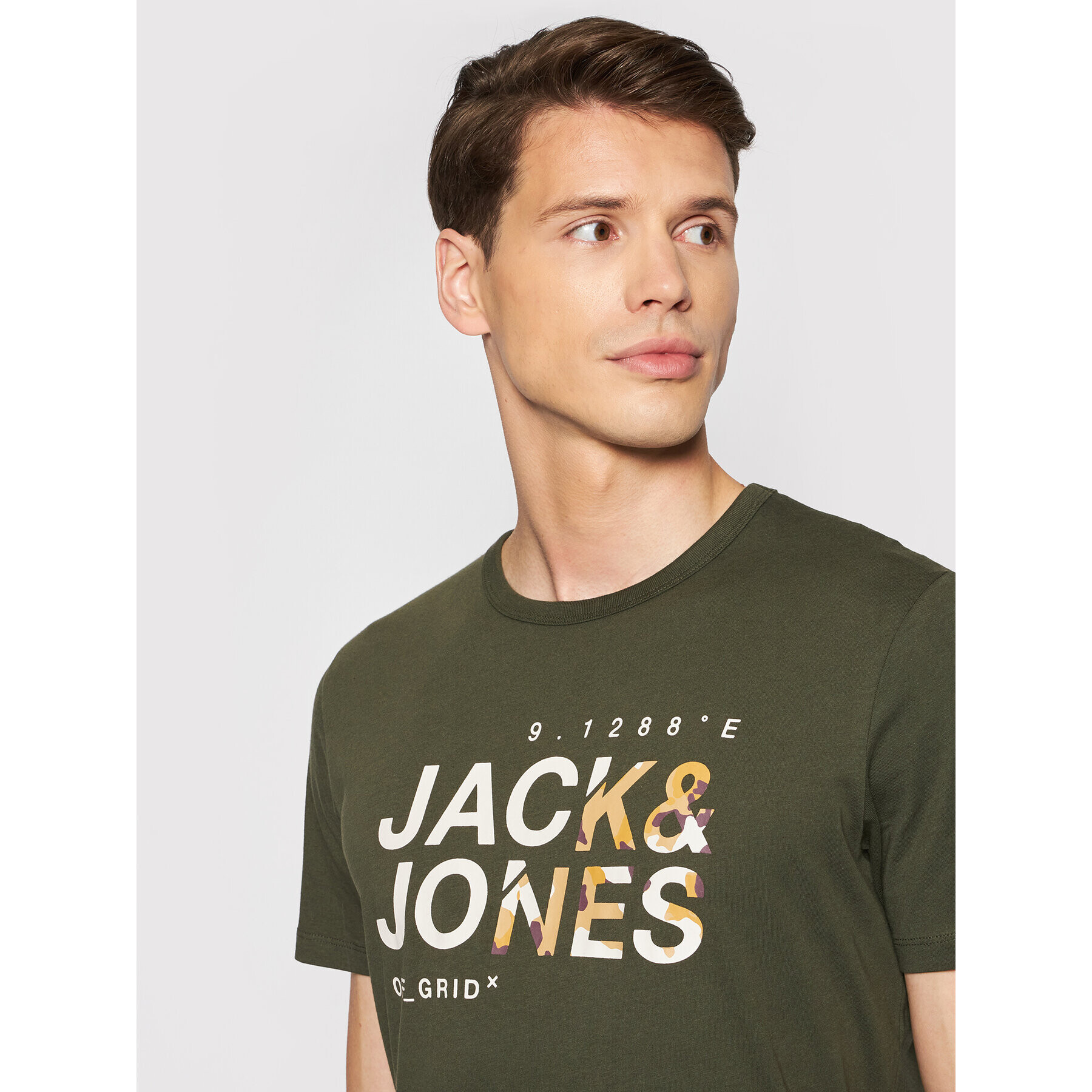 Jack&Jones Тишърт Cam 12194175 Зелен Regular Fit - Pepit.bg