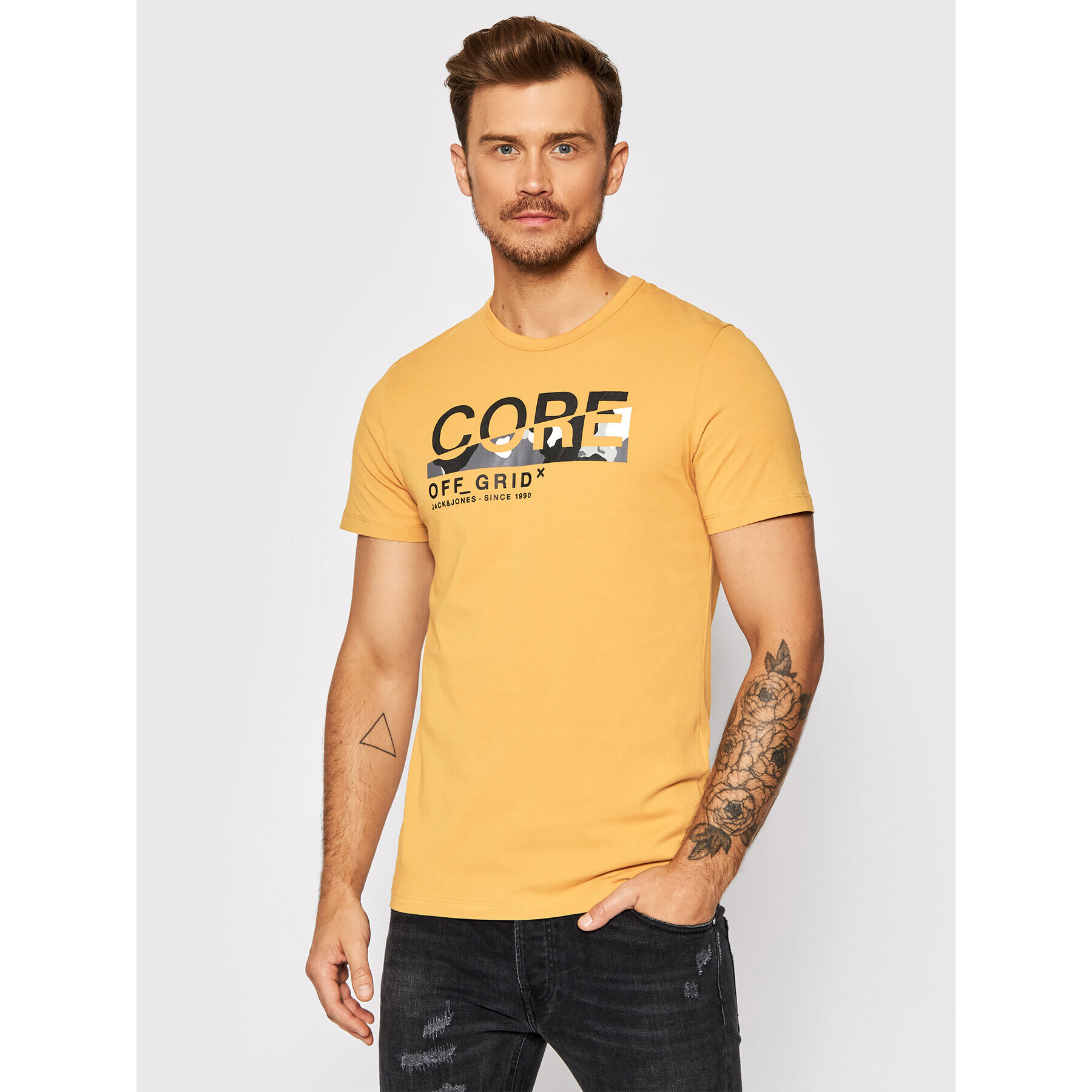 Jack&Jones Тишърт Cam 12194175 Жълт Regular Fit - Pepit.bg