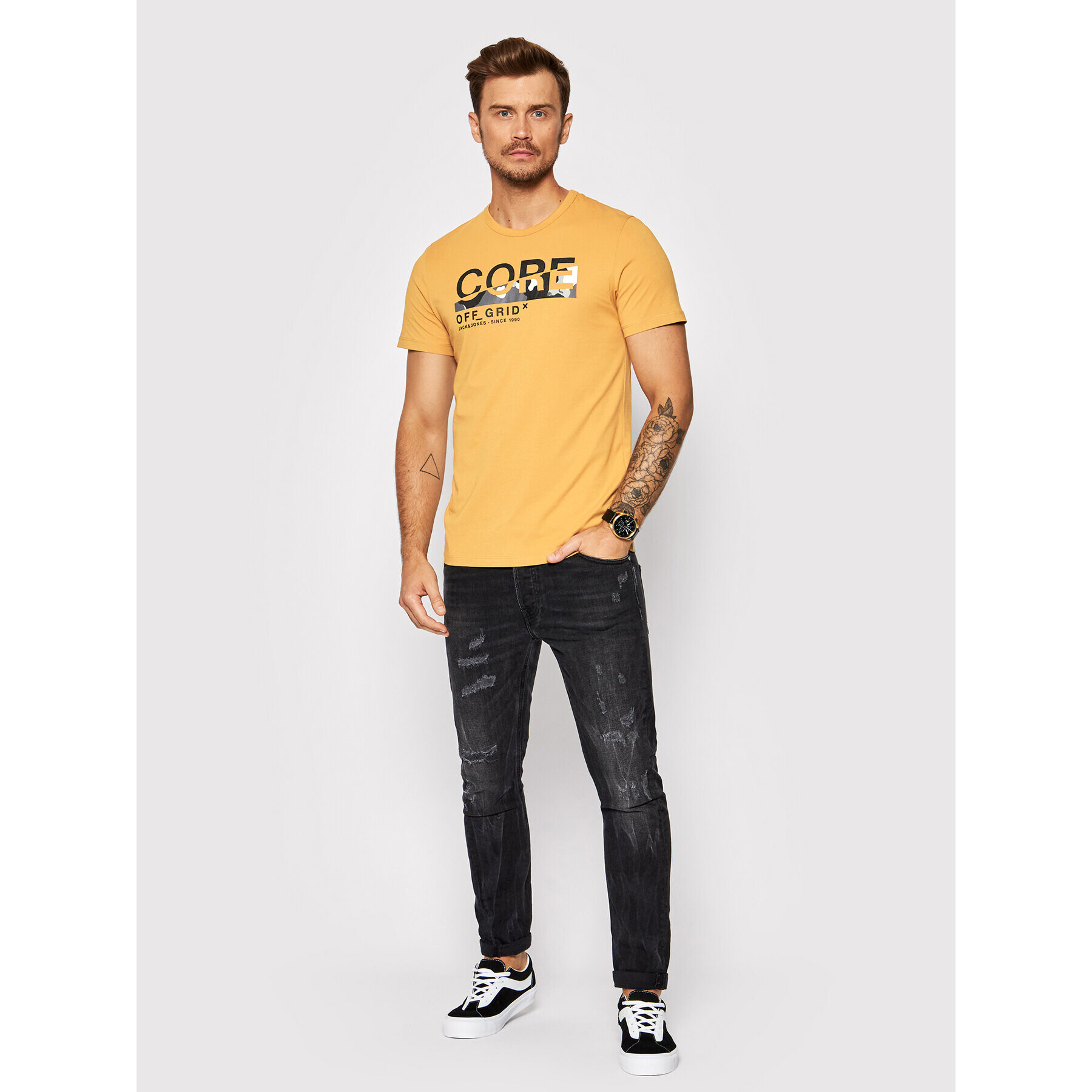 Jack&Jones Тишърт Cam 12194175 Жълт Regular Fit - Pepit.bg