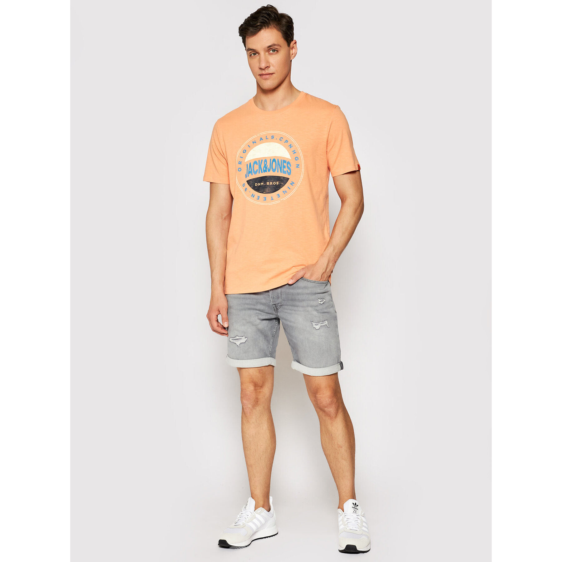 Jack&Jones Тишърт Christensen 12185392 Оранжев Regular Fit - Pepit.bg