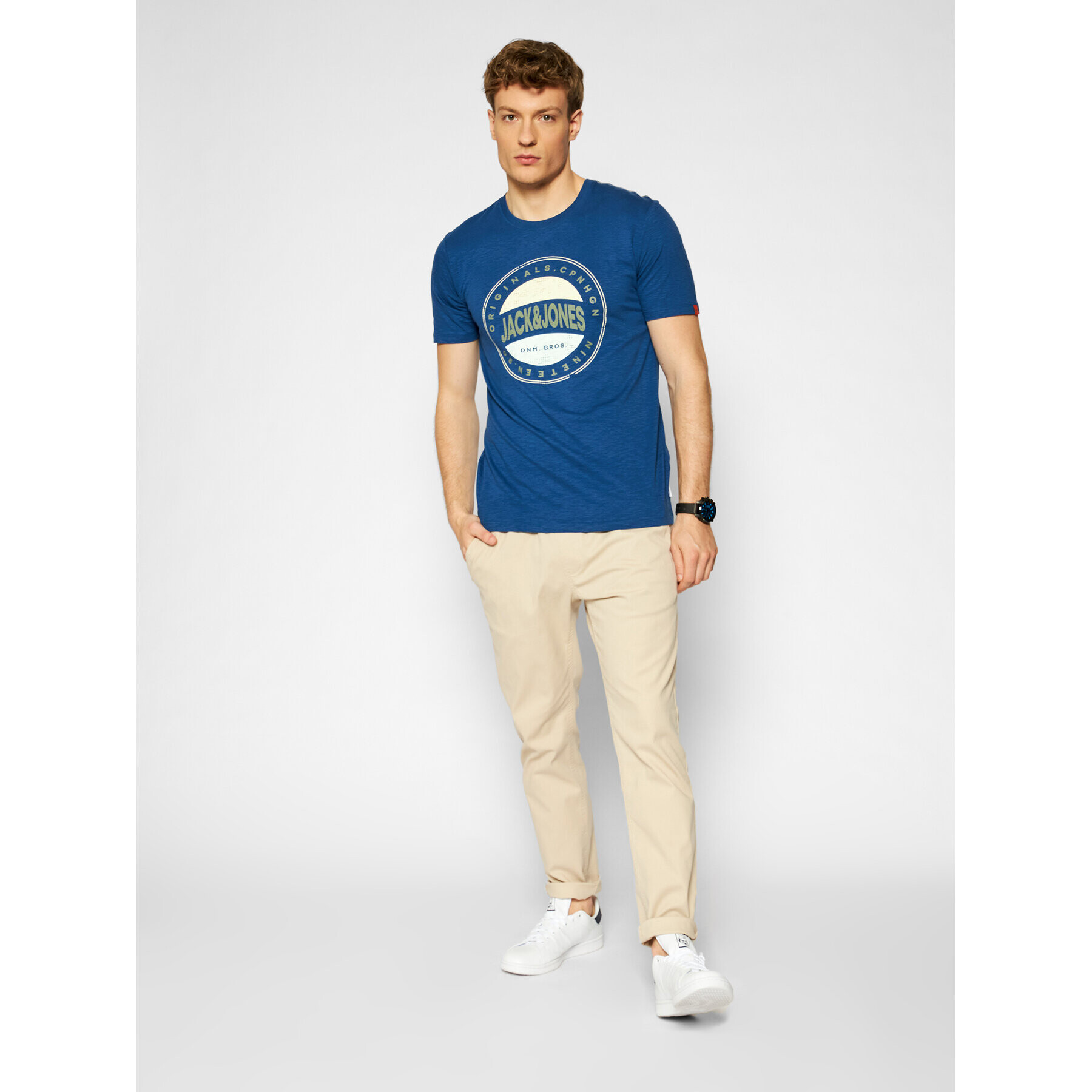 Jack&Jones Тишърт Christensen 12185392 Тъмносин Regular Fit - Pepit.bg