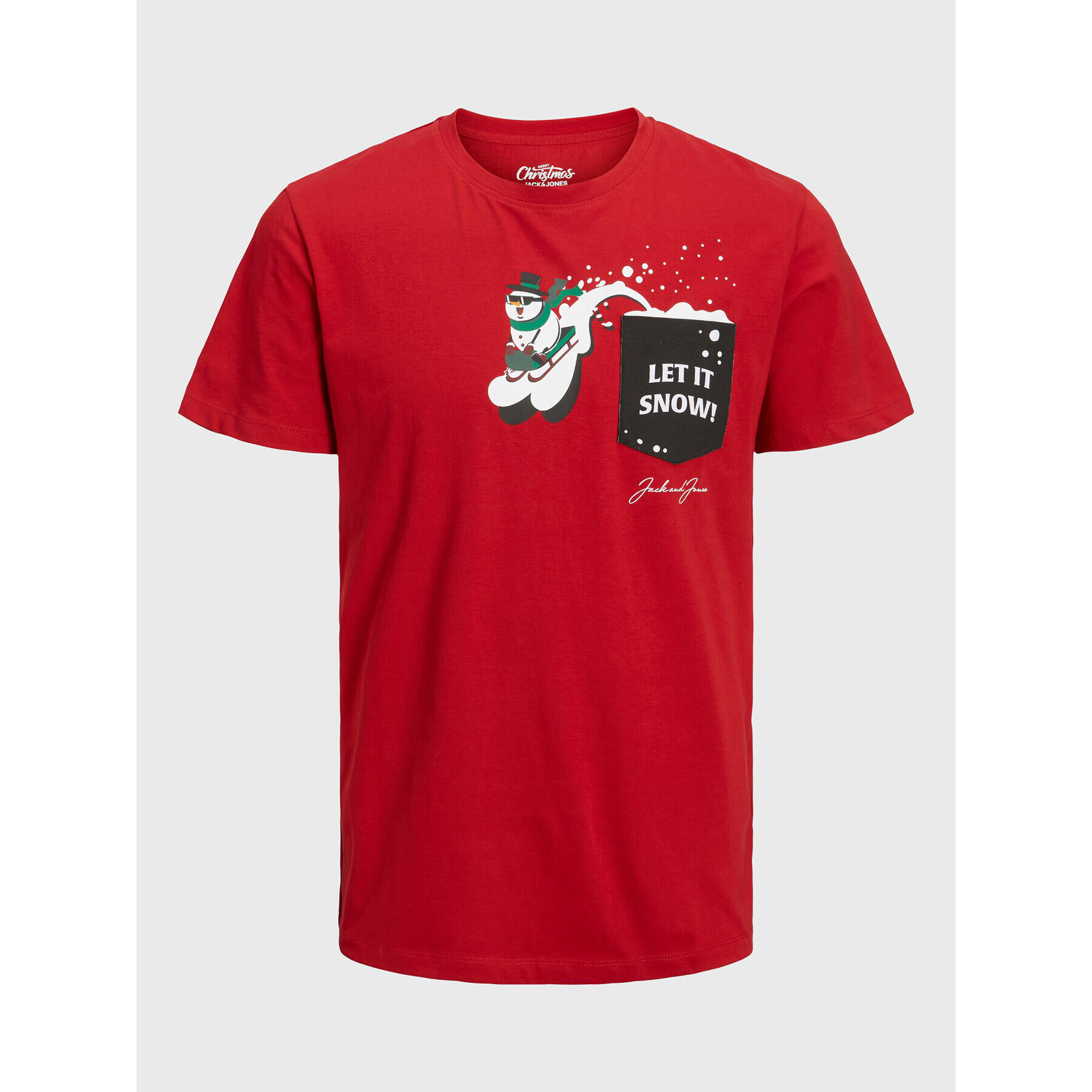 Jack&Jones Тишърт Christmas 12221436 Червен Regular Fit - Pepit.bg