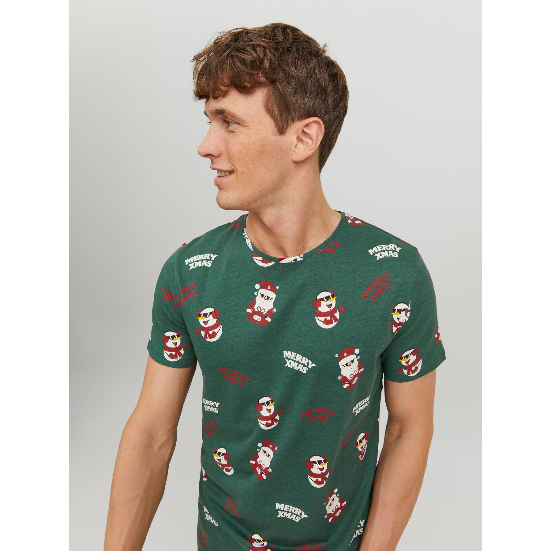 Jack&Jones Тишърт Christmas 12221442 Зелен Regular Fit - Pepit.bg