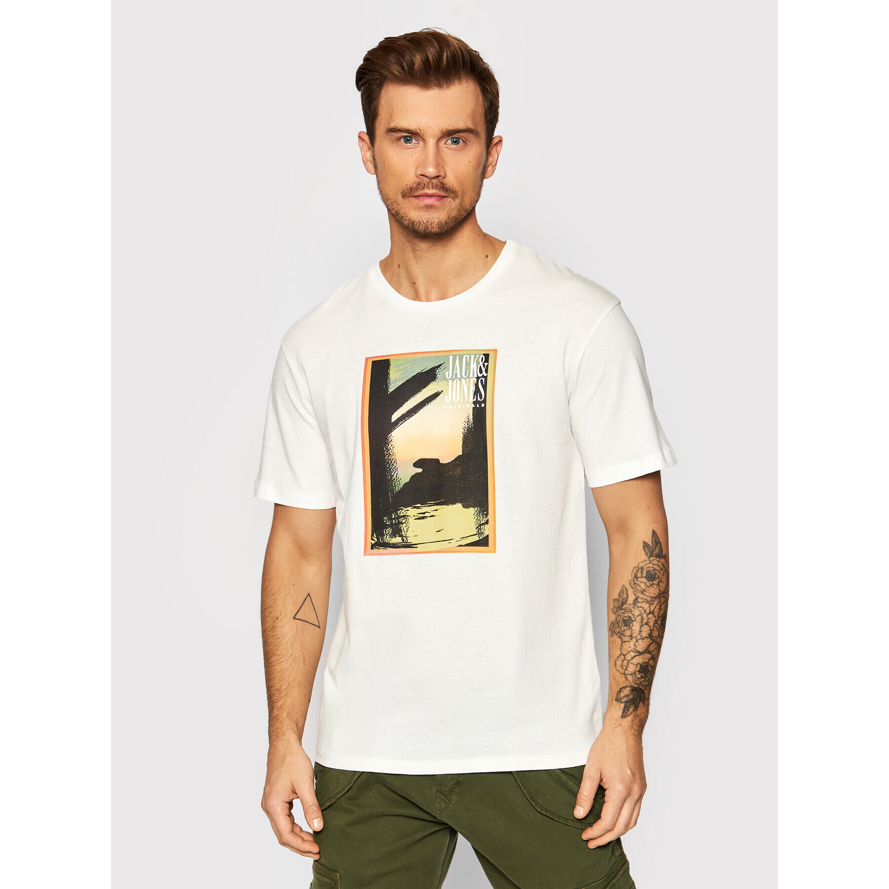 Jack&Jones Тишърт Collage 12197827 Бял Relaxed Fit - Pepit.bg