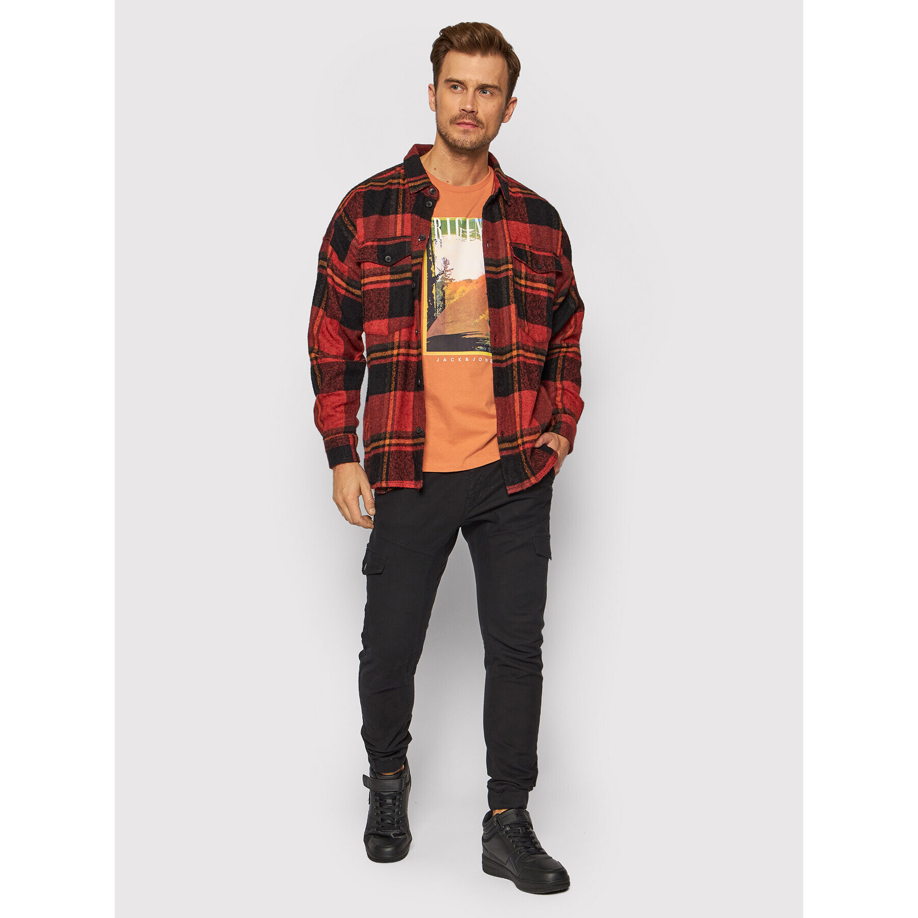 Jack&Jones Тишърт Collage 12197827 Оранжев Relaxed Fit - Pepit.bg