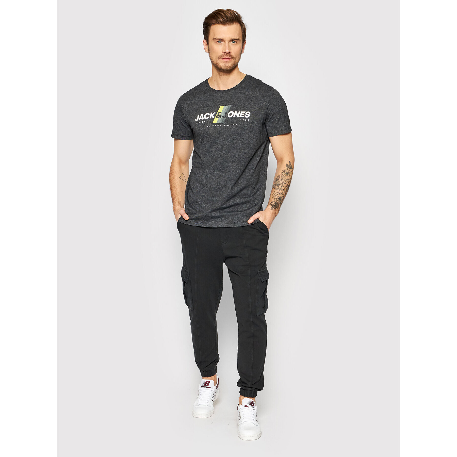 Jack&Jones Тишърт Connor 12205428 Сив Regular Fit - Pepit.bg