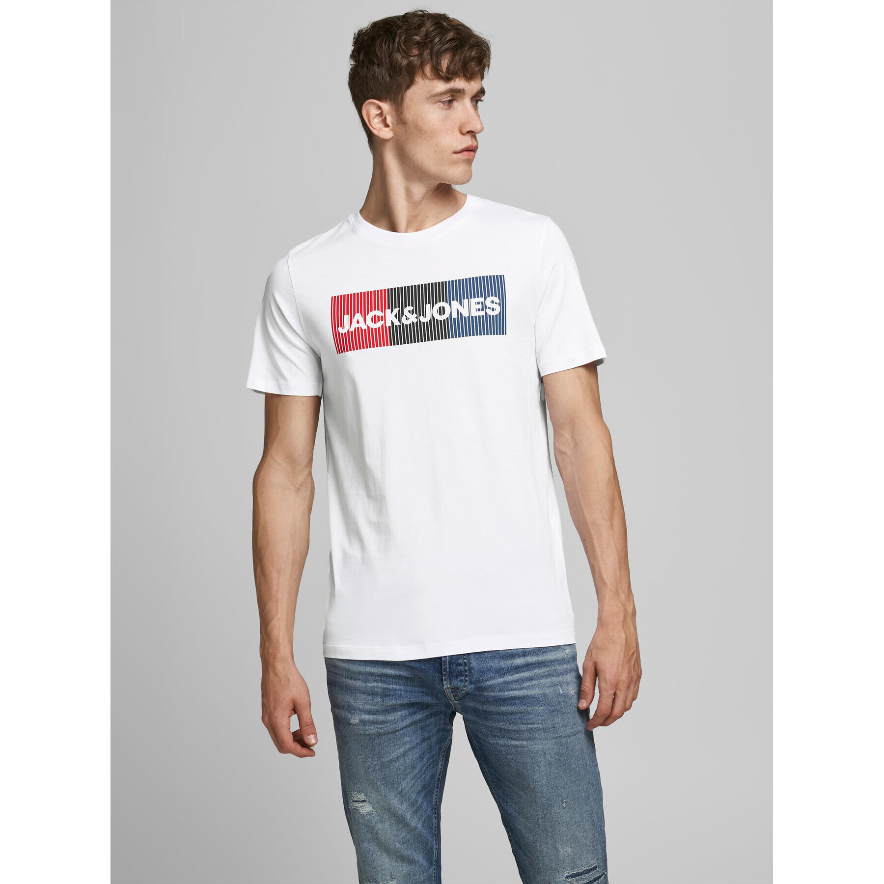 Jack&Jones Тишърт Corp 12151955 Бял Slim Fit - Pepit.bg