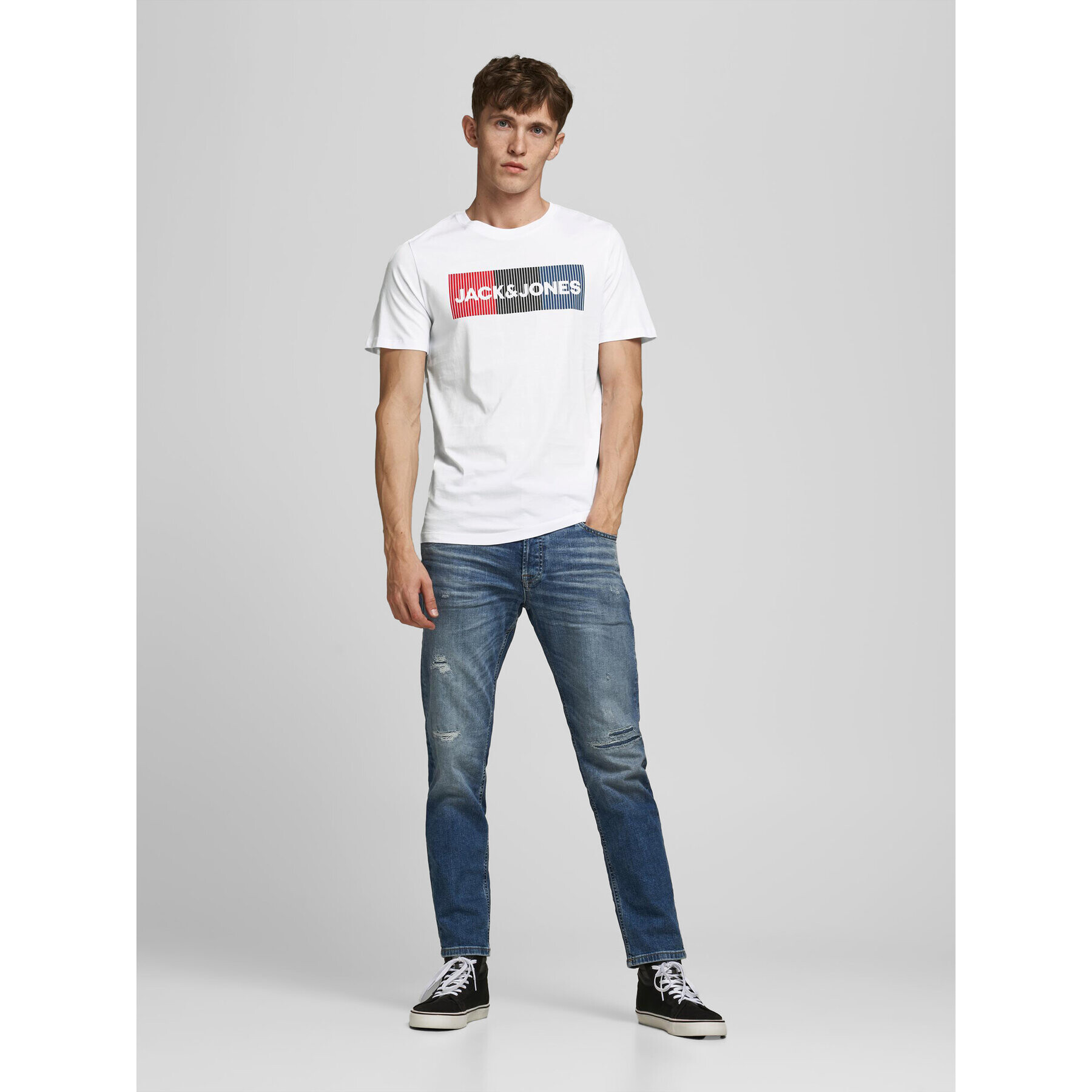 Jack&Jones Тишърт Corp 12151955 Бял Slim Fit - Pepit.bg