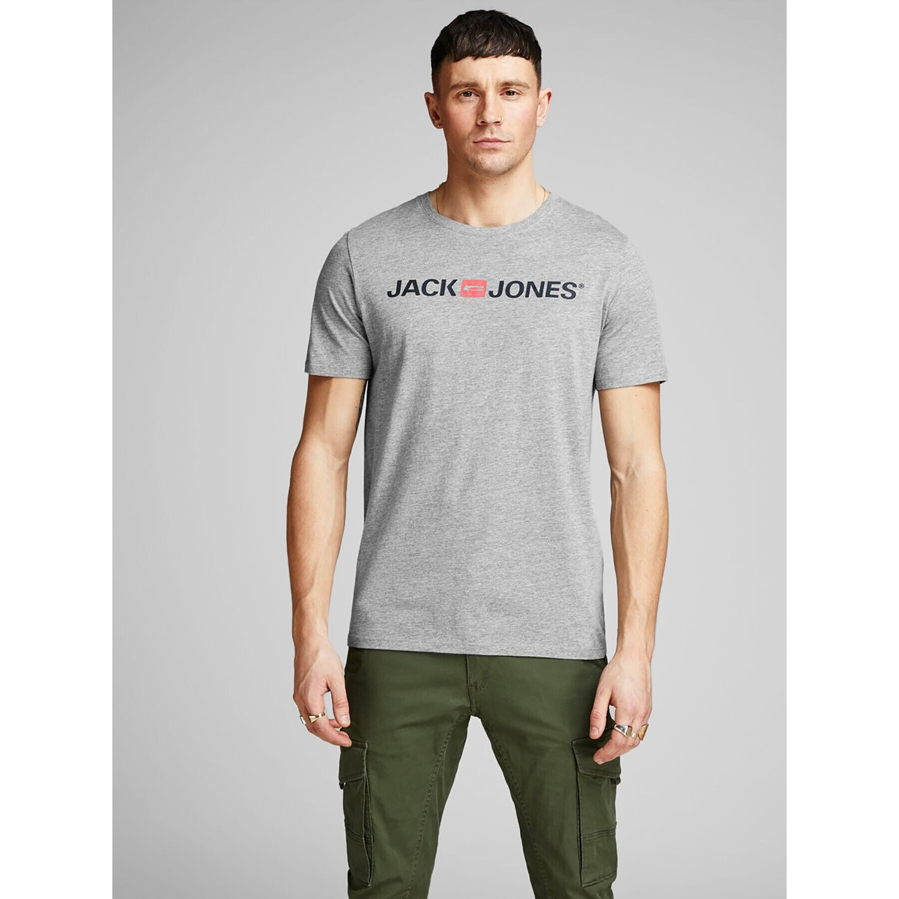 Jack&Jones Тишърт Corp Logo 12137126 Сив Slim Fit - Pepit.bg