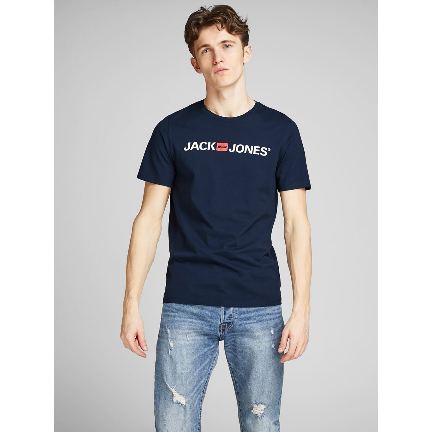 Jack&Jones Тишърт Corp Logo 12137126 Тъмносин Slim Fit - Pepit.bg