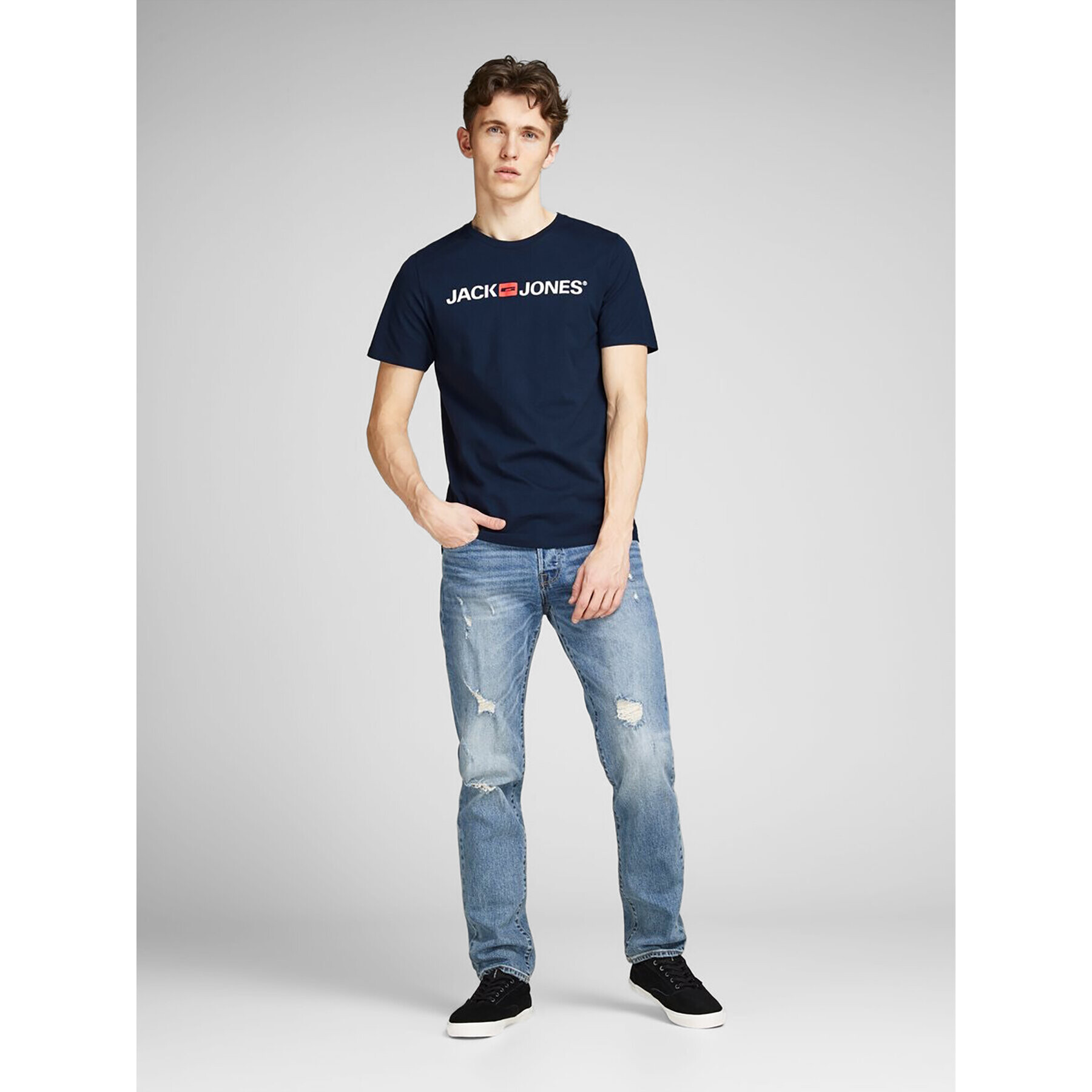 Jack&Jones Тишърт Corp Logo 12137126 Тъмносин Slim Fit - Pepit.bg