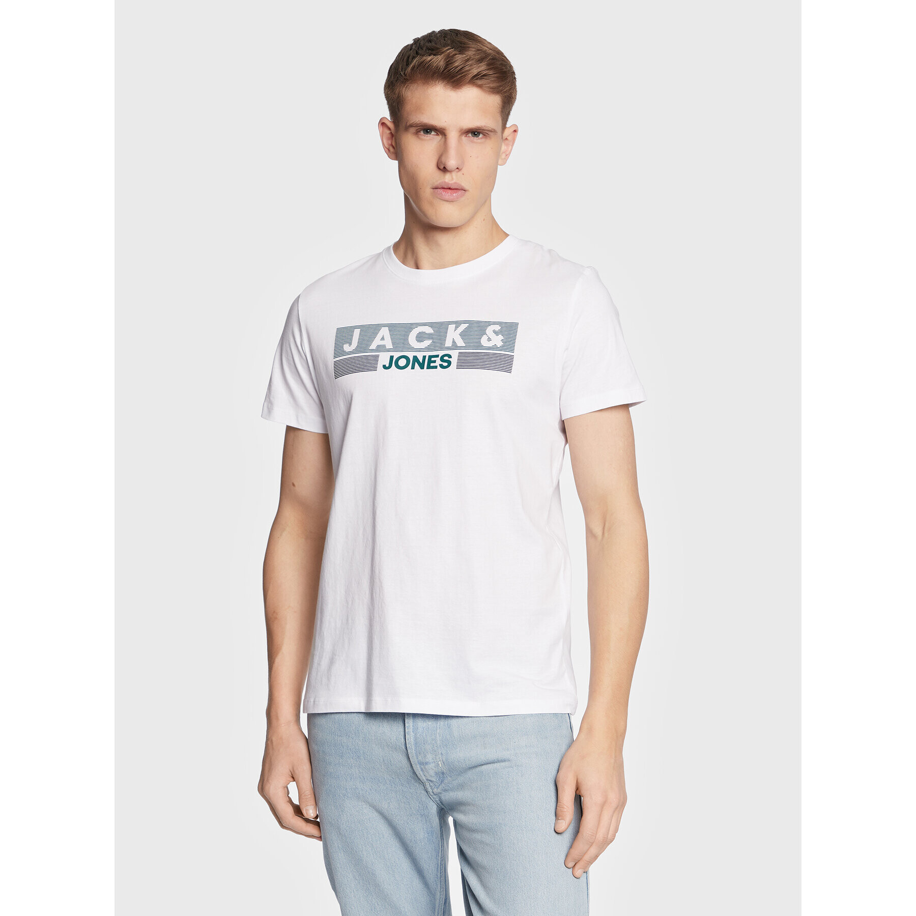 Jack&Jones Тишърт Corp Logo 12151955 Бял Regular Fit - Pepit.bg