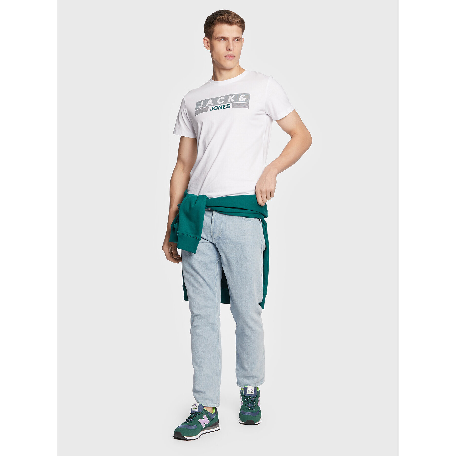 Jack&Jones Тишърт Corp Logo 12151955 Бял Regular Fit - Pepit.bg