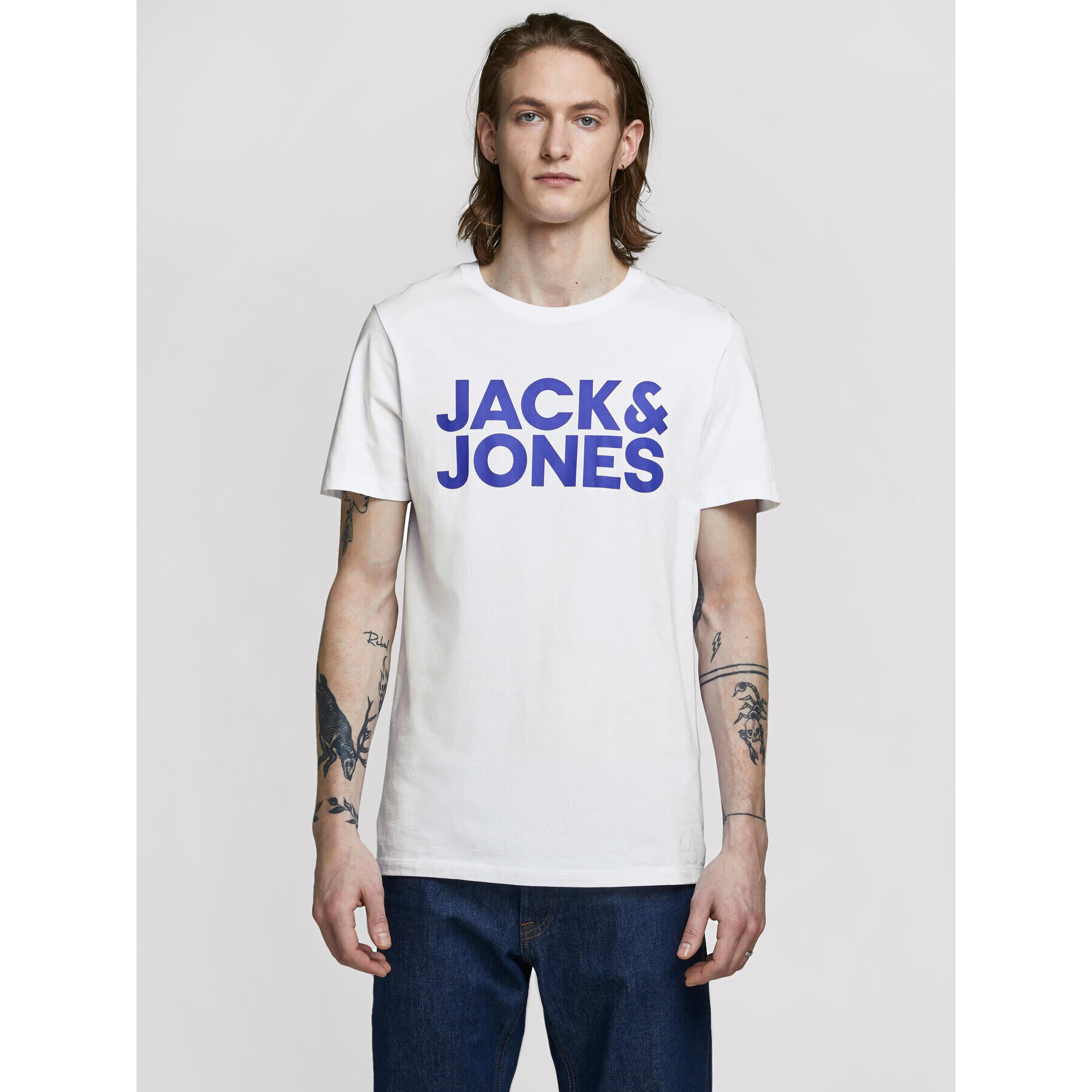 Jack&Jones Тишърт Corp Logo 12151955 Бял Slim Fit - Pepit.bg