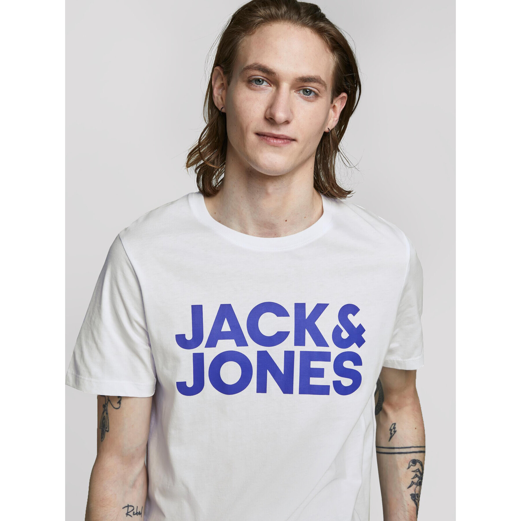 Jack&Jones Тишърт Corp Logo 12151955 Бял Slim Fit - Pepit.bg