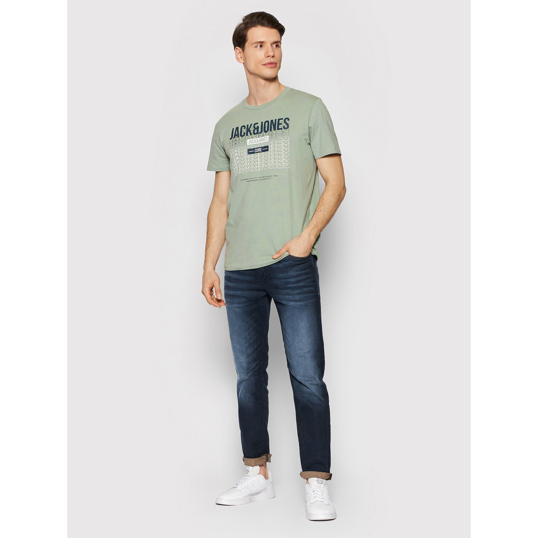 Jack&Jones Тишърт Cyber 12200225 Зелен Regular Fit - Pepit.bg