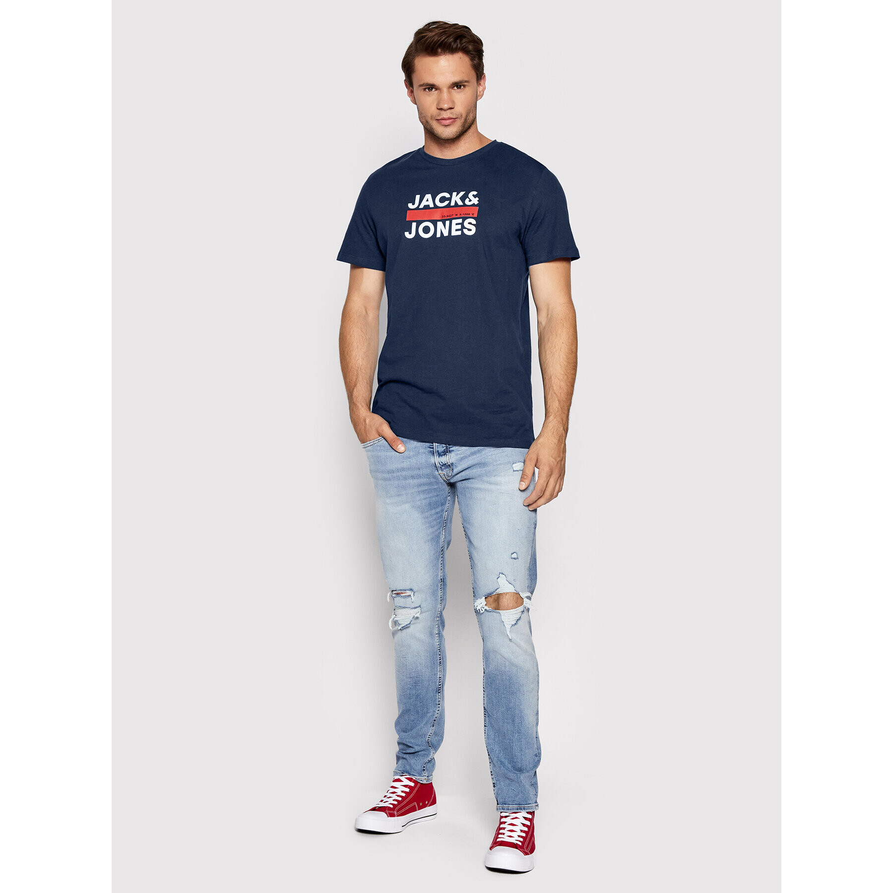 Jack&Jones Тишърт Dan 12213767 Тъмносин Regular Fit - Pepit.bg