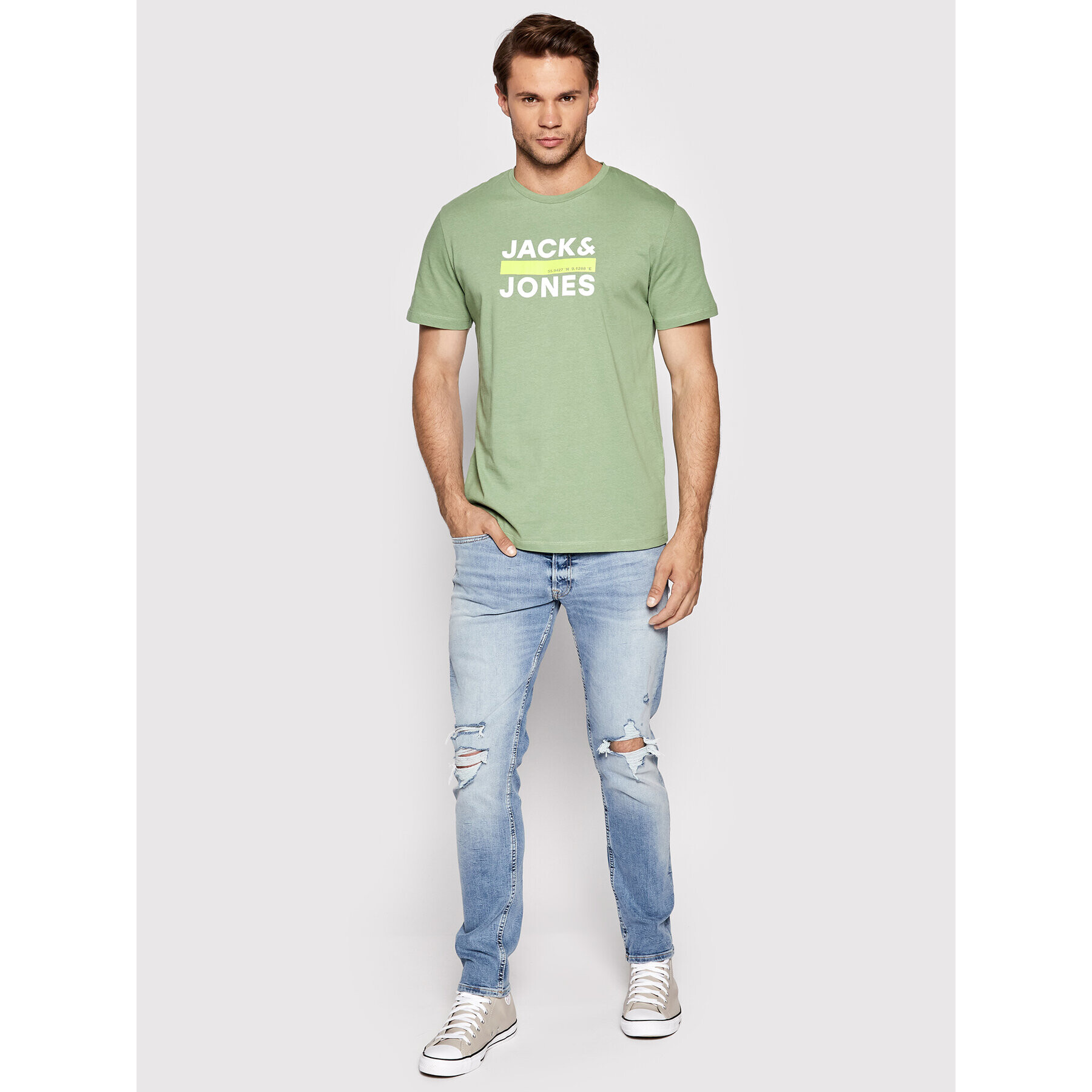 Jack&Jones Тишърт Dan 12213767 Зелен Regular Fit - Pepit.bg