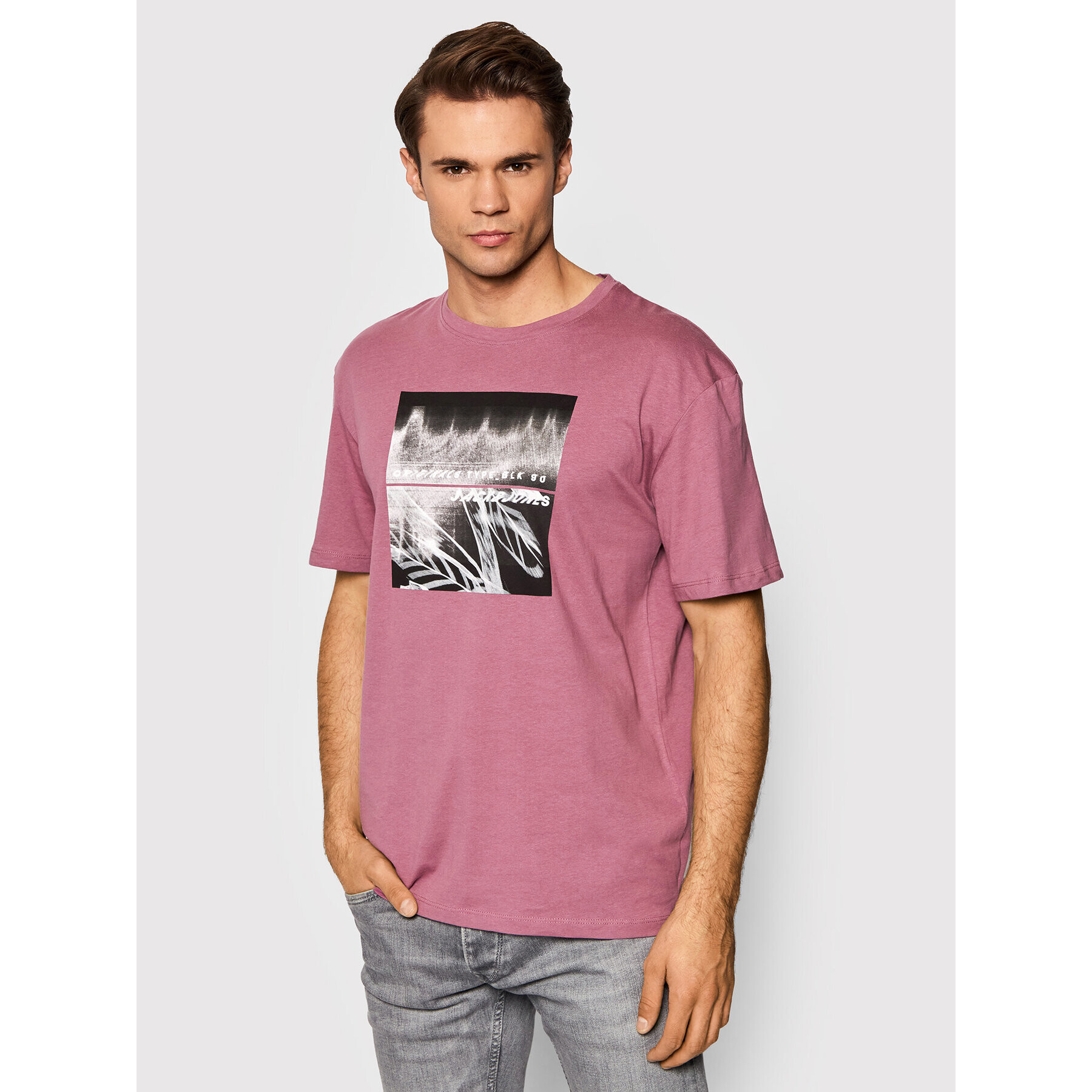 Jack&Jones Тишърт Distorbia 12198054 Розов Relaxed Fit - Pepit.bg