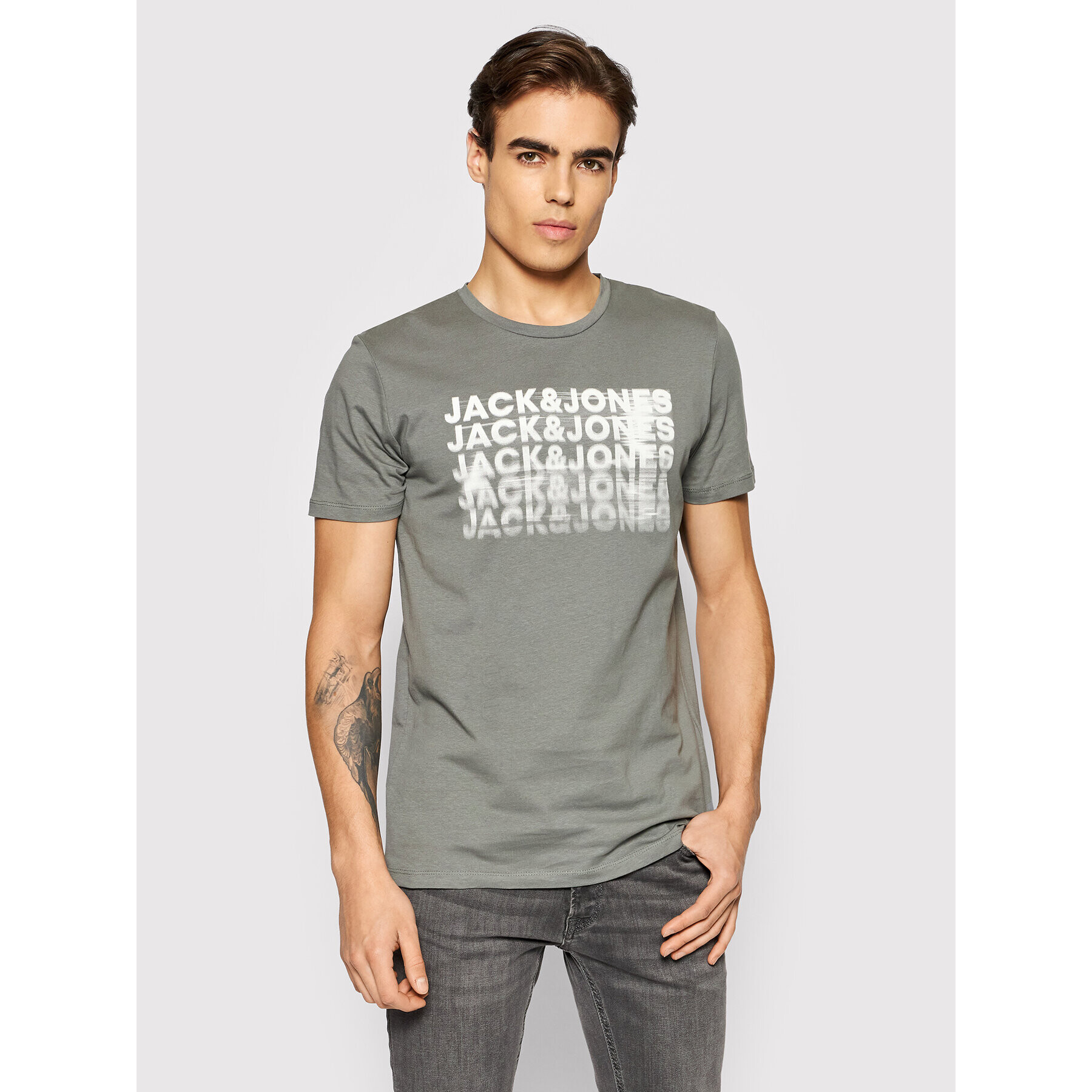 Jack&Jones Тишърт Dust 12198033 Сив Regular Fit - Pepit.bg