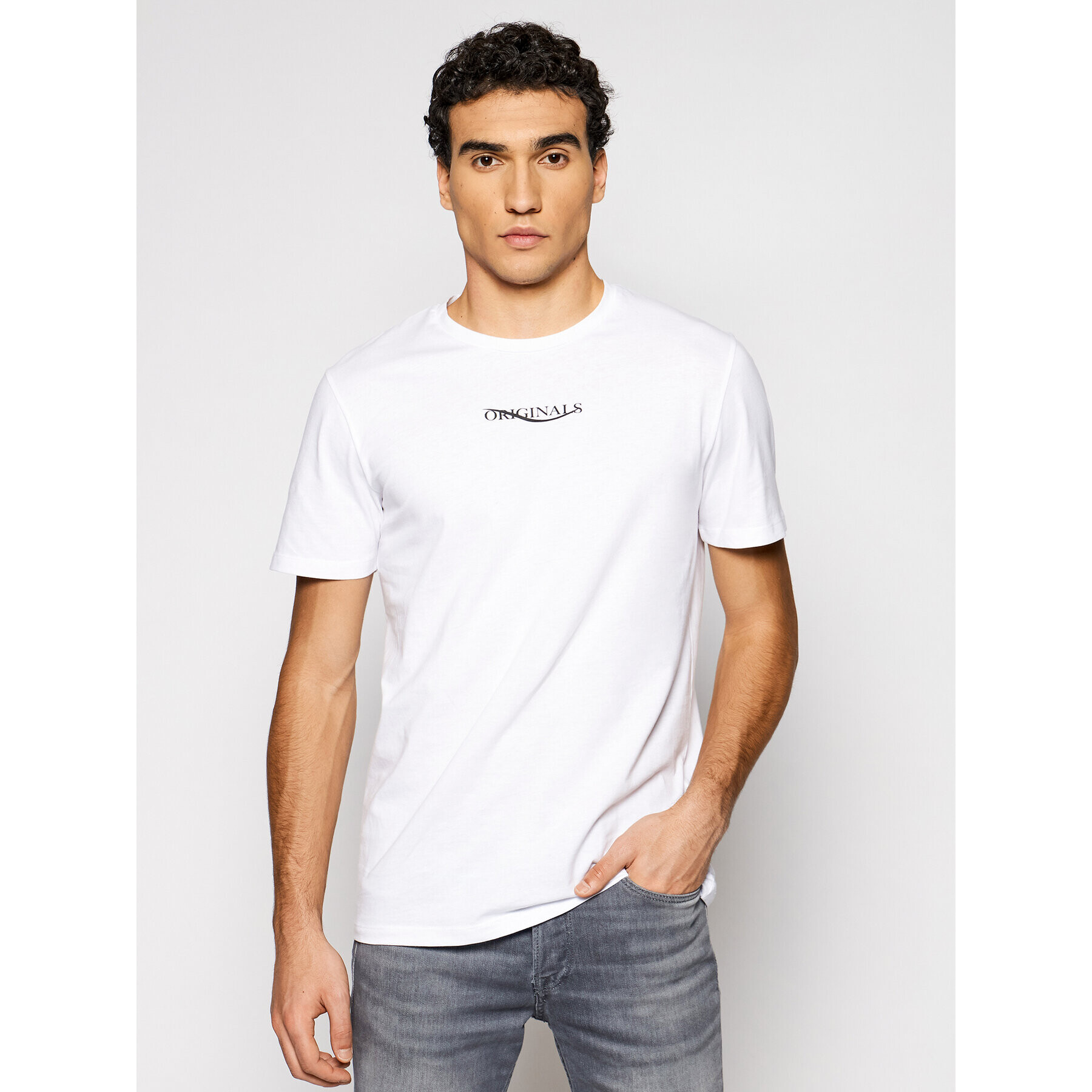 Jack&Jones Тишърт Elias 12195572 Бял Regular Fit - Pepit.bg