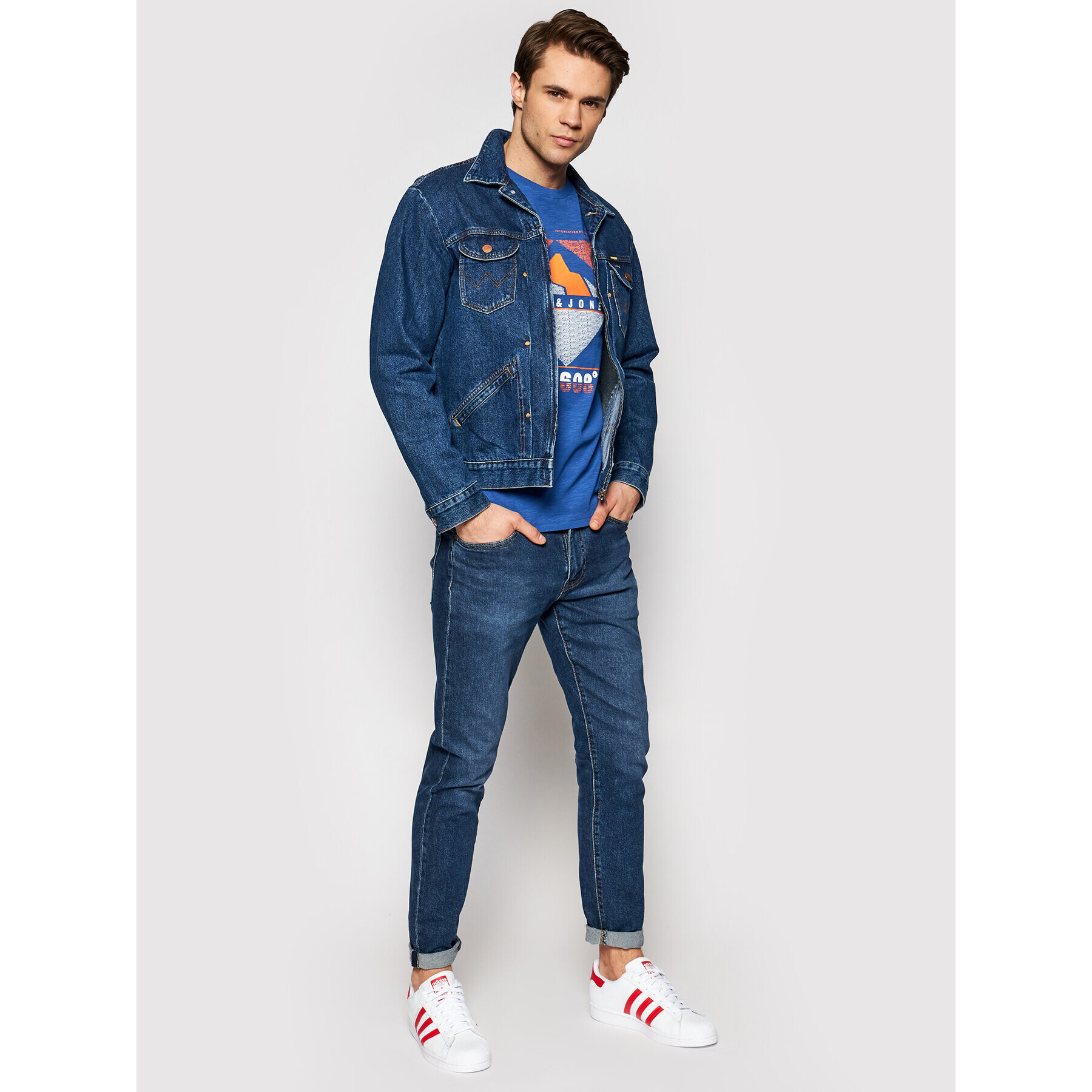 Jack&Jones Тишърт Gibs-Spring 12192520 Син Slim Fit - Pepit.bg