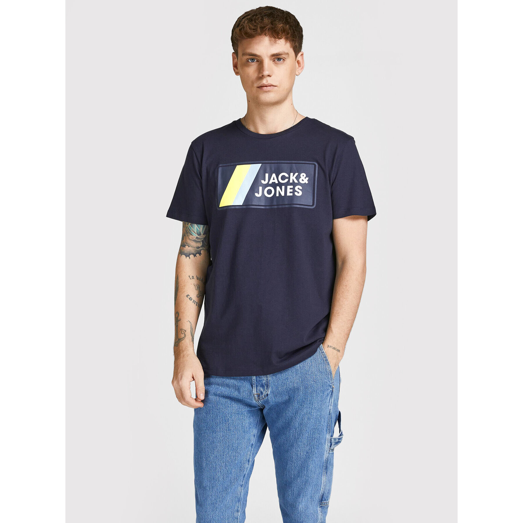 Jack&Jones Тишърт Jake 12207493 Тъмносин Regular Fit - Pepit.bg