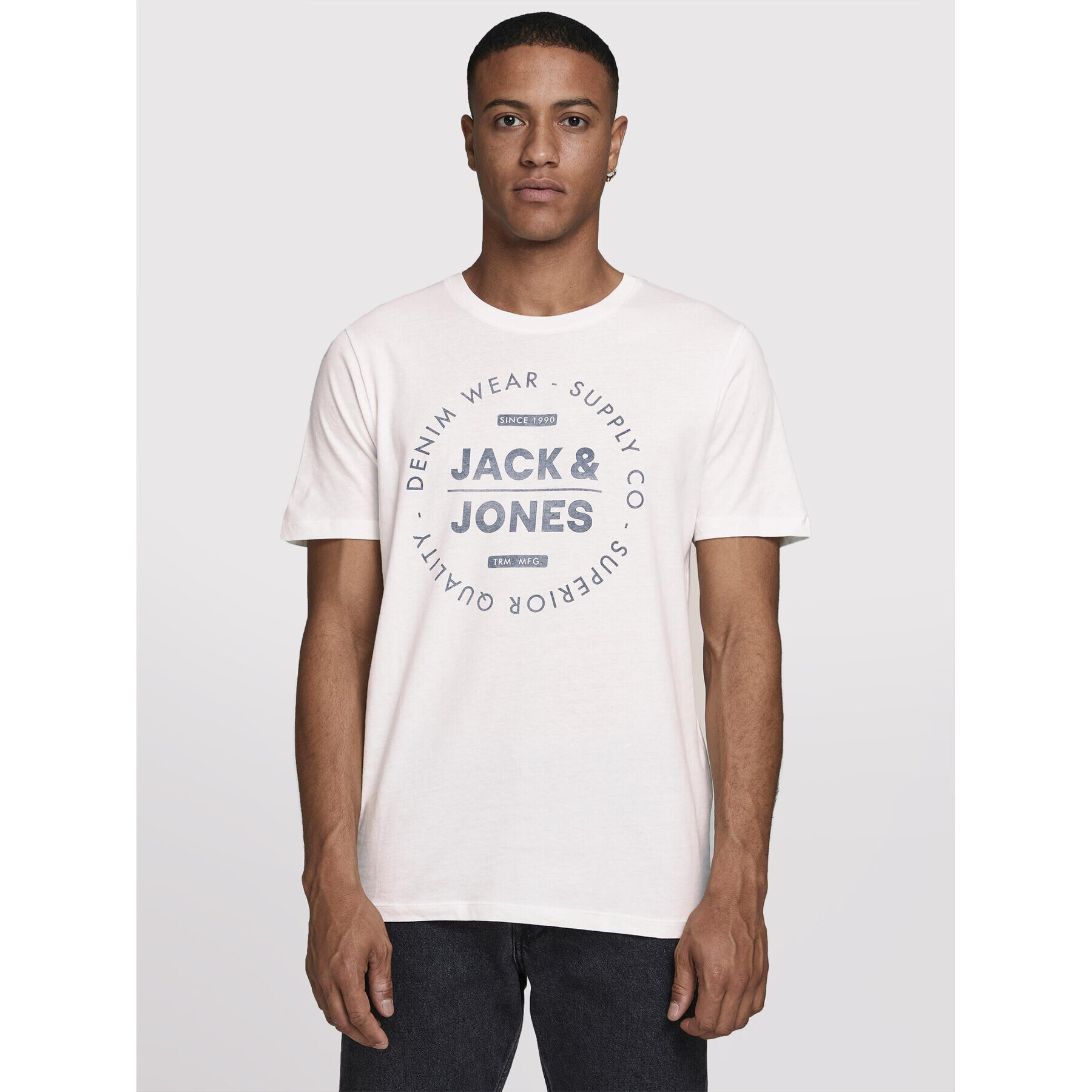 Jack&Jones Тишърт Jeans 12177533 Бял Slim Fit - Pepit.bg