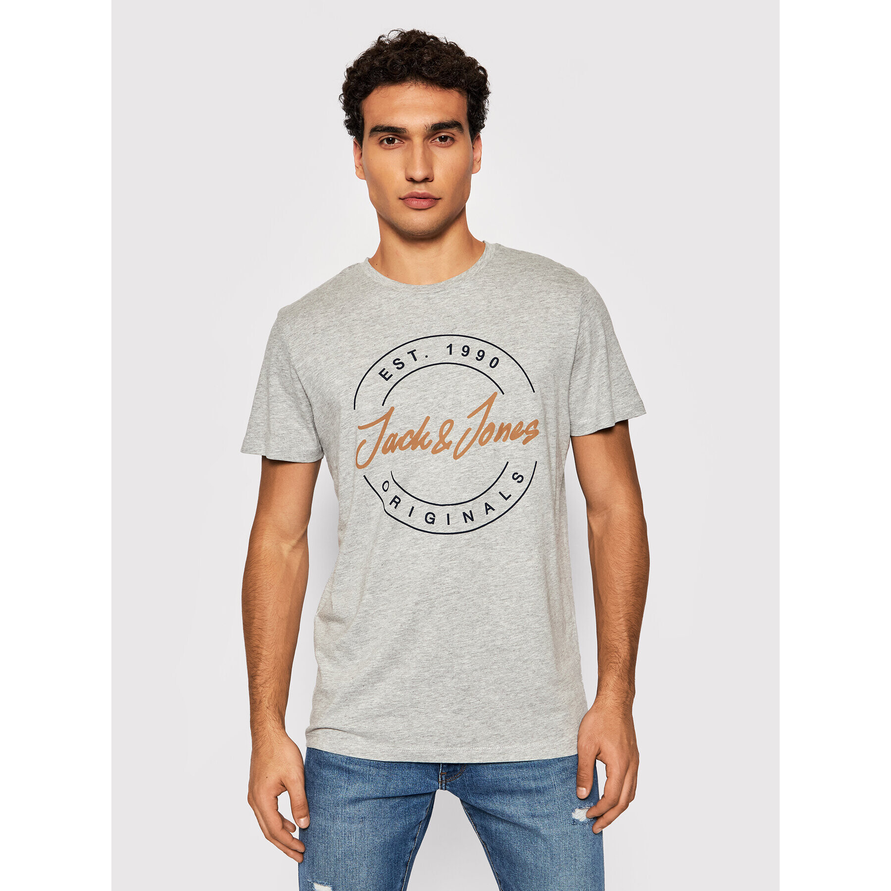 Jack&Jones Тишърт Jerry 12196771 Сив Regular Fit - Pepit.bg