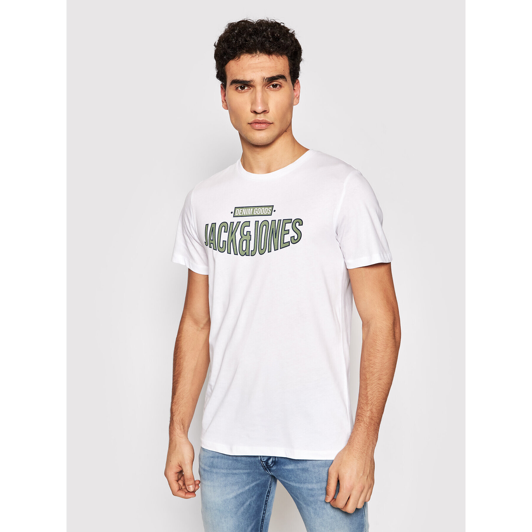 Jack&Jones Тишърт Jorbooster Tee 12191055 Бял Regular Fit - Pepit.bg