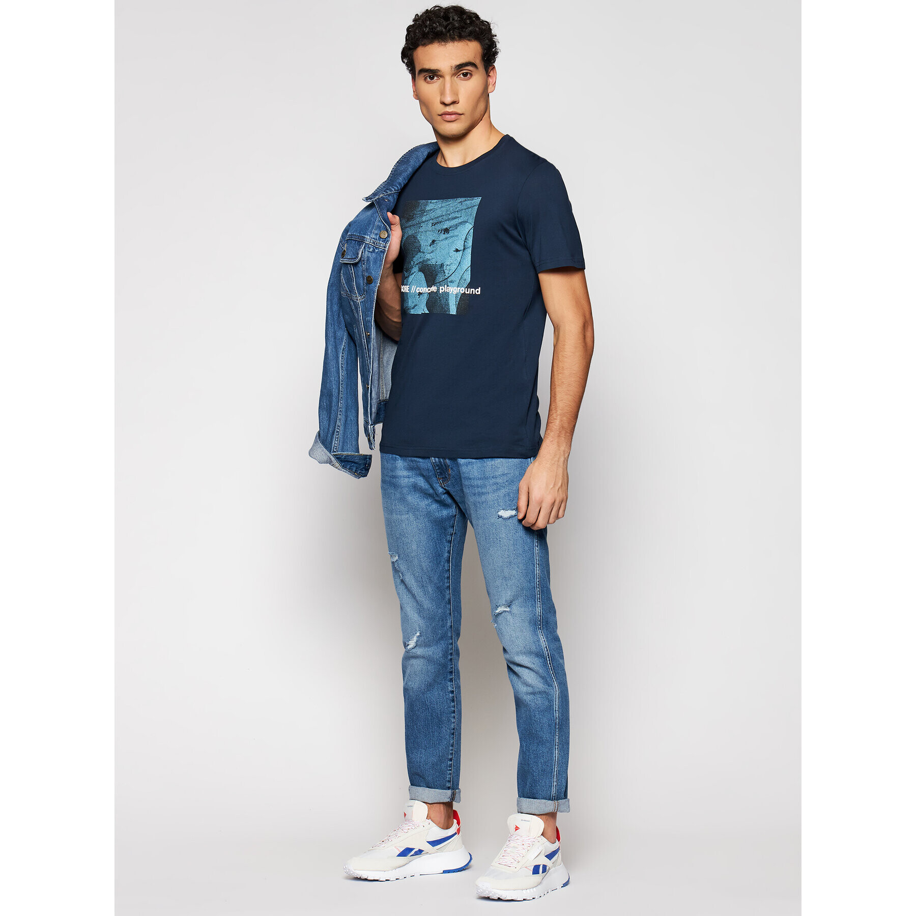 Jack&Jones Тишърт Jump 12185041 Тъмносин Slim Fit - Pepit.bg